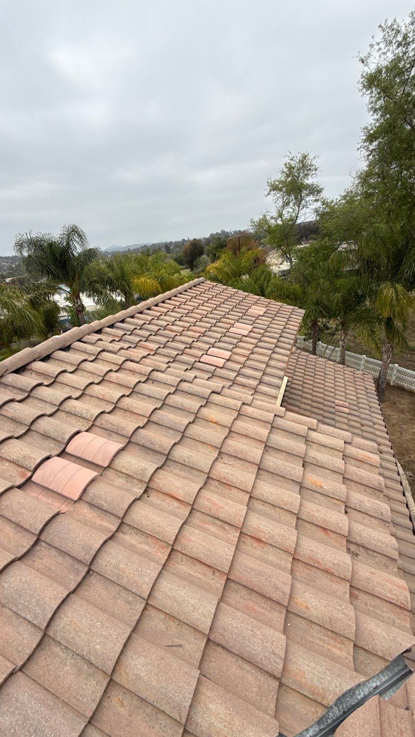 Terracotta Tile Roof Repair and Ridge Cap Sealing in Escondido by Reliable Roofing San Diego Inc.