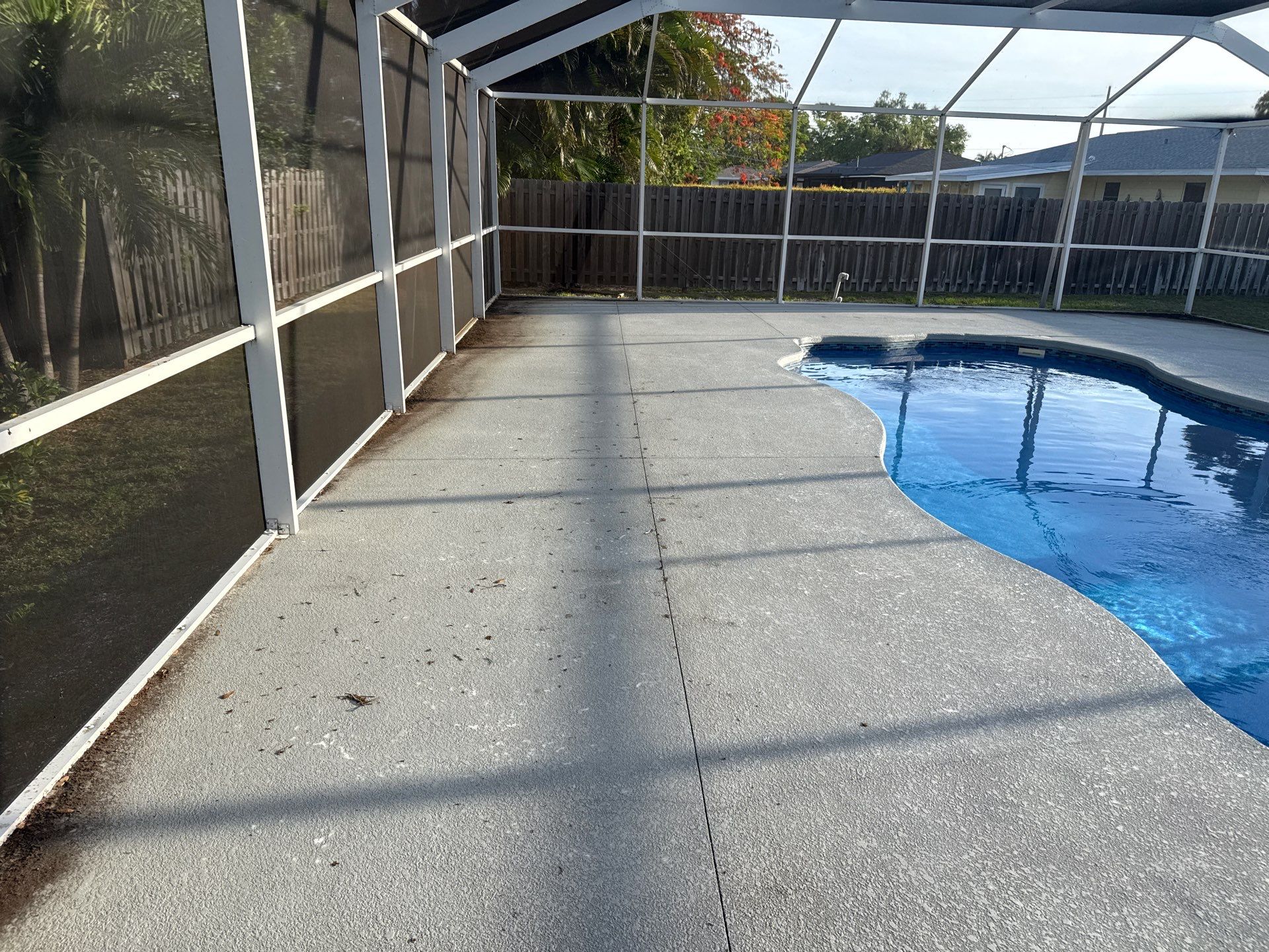 Painted Pool Deck & Pool Cage Cleaning in Allendale – Bradenton, FL by Sunshine AquaWash