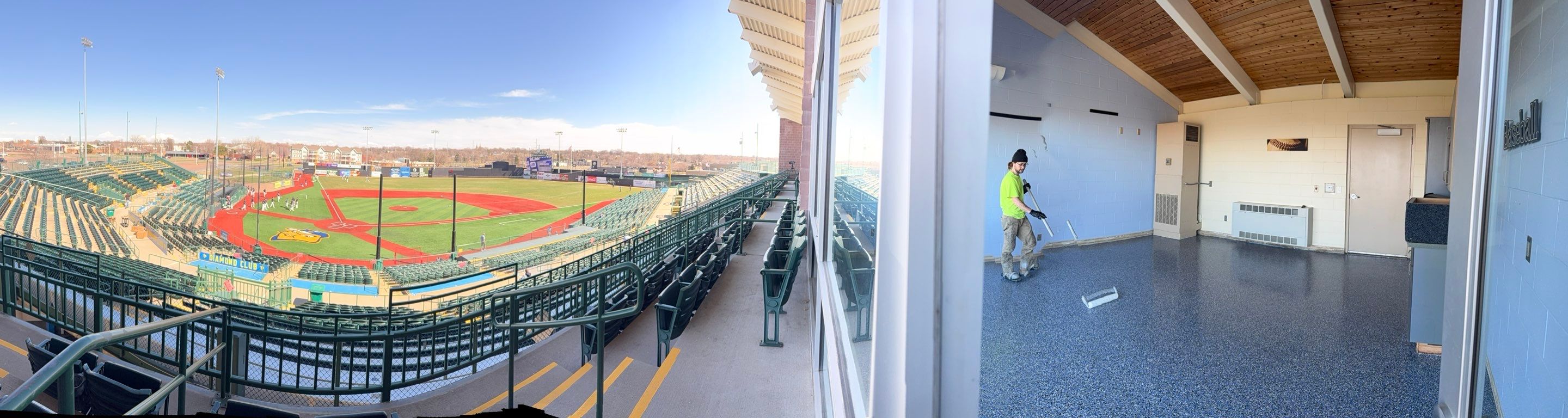 Commercial Epoxy Floor Coating for Stadium Viewing Suites in Sioux Falls by Select Painting, Coatings & Garage Cabinets
