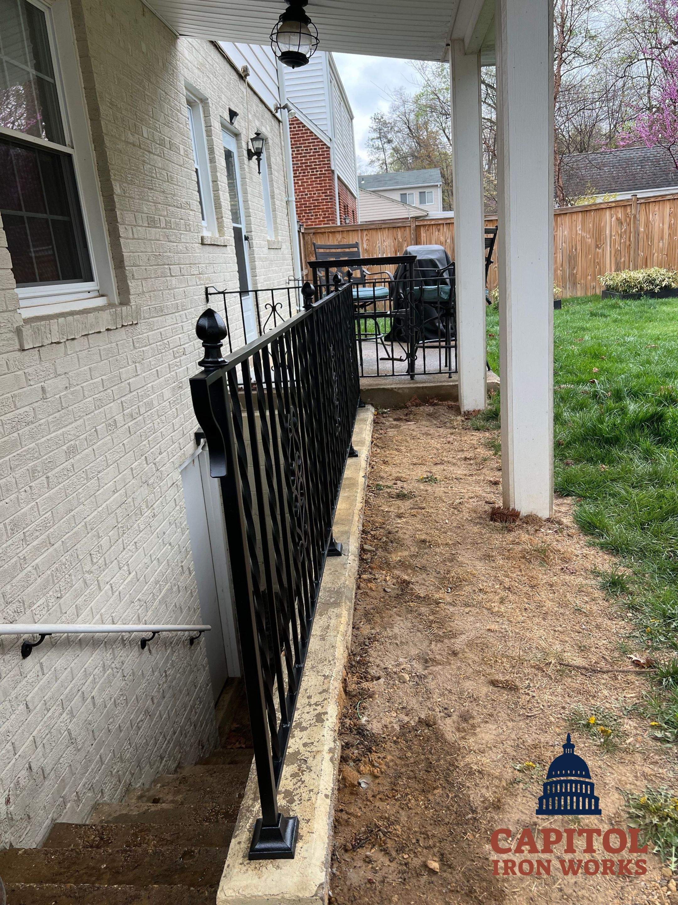 Custom Ornamental Iron Railings with S-Scrolls – Glenwood Rd – Bethesda, MD by Capitol Iron Works