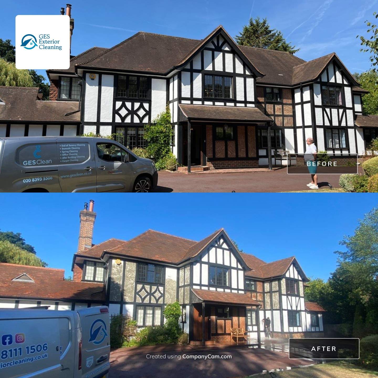 Roof Cleanin and tile repacement using Honda 15lpm Low Pressure Washing Machine by Ges Exterior Cleaning ltd