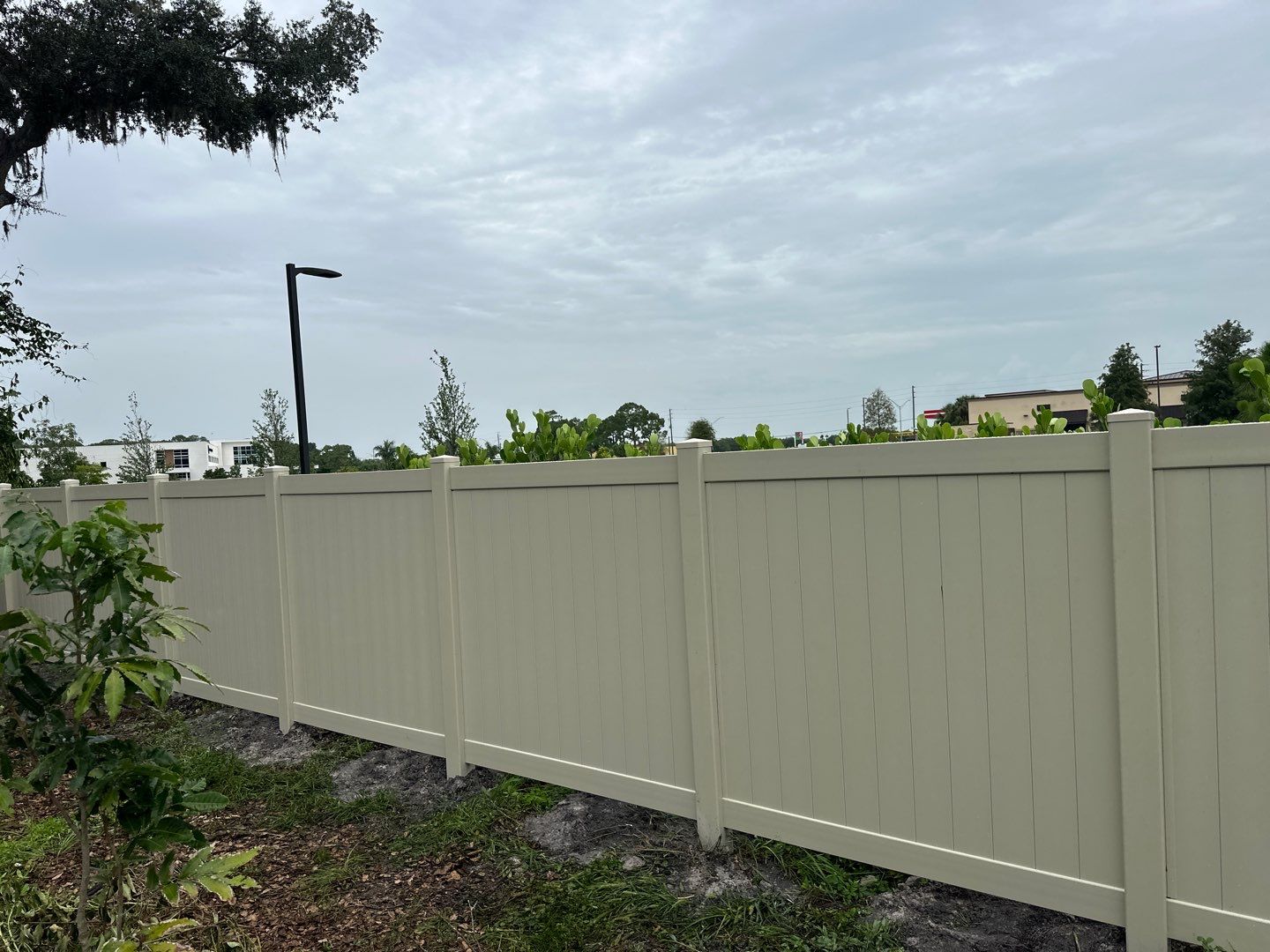 Vinyl Fence Installation using Tan Vinyl Privacy Fence by Asap fence and gates, LLC