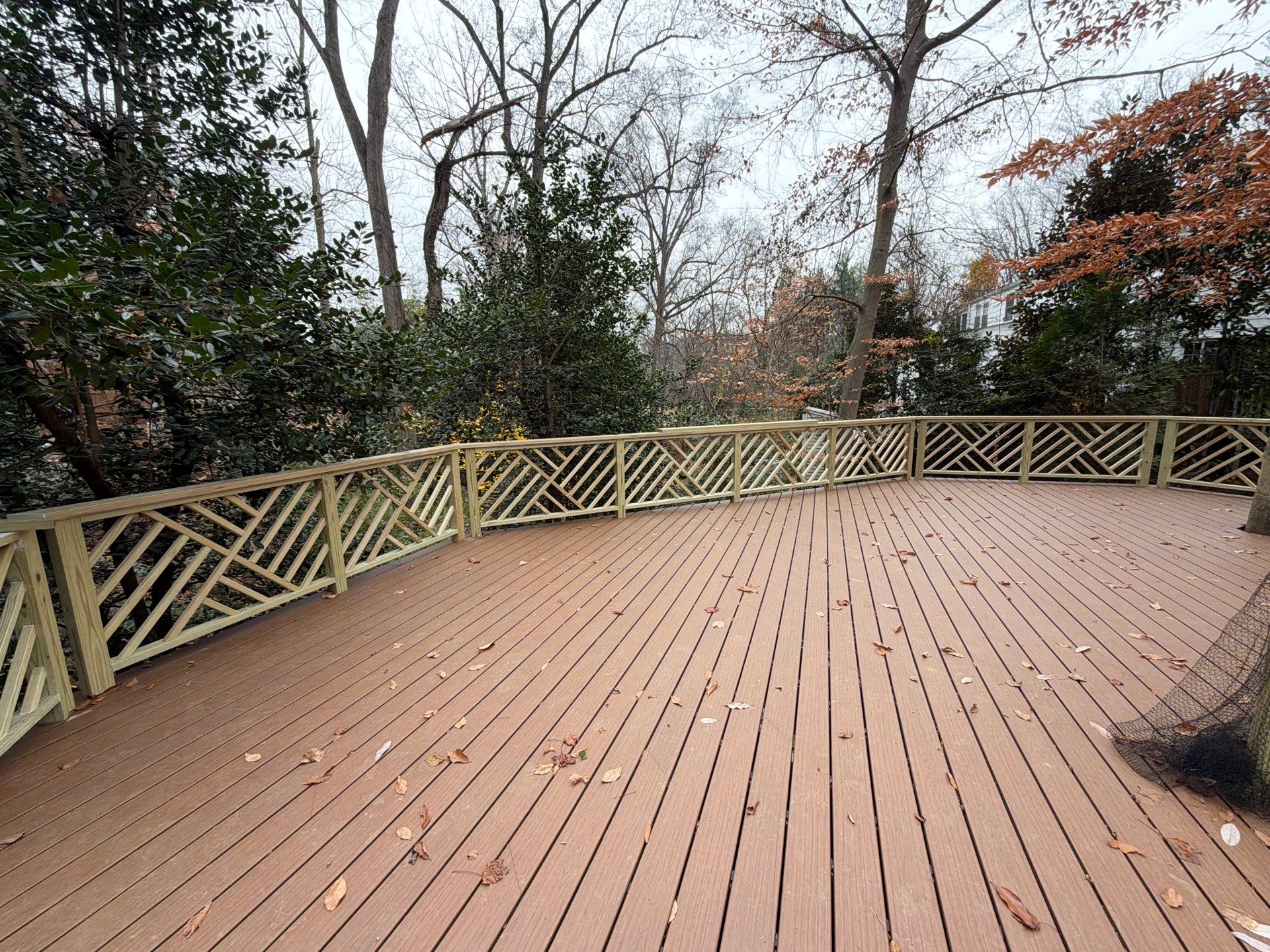 Custom Composite Deck Replacement with Geometric Railing in Bethesda, MD by Jakari Restoration & Construction LLC