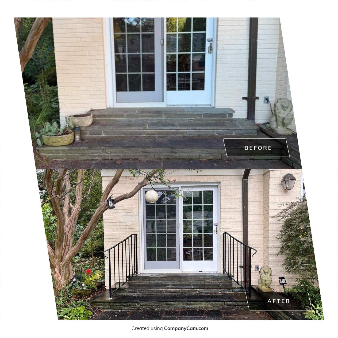 Residential Exterior Railing Installation for Bethesda Stone Entry by Capitol Iron Works