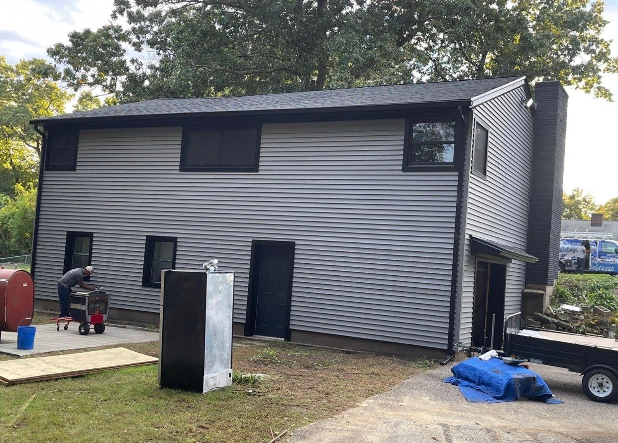 Siding Installation using Certainteed monogram charcoal gray Owens Corning Onyx Black by A Plus Exterior