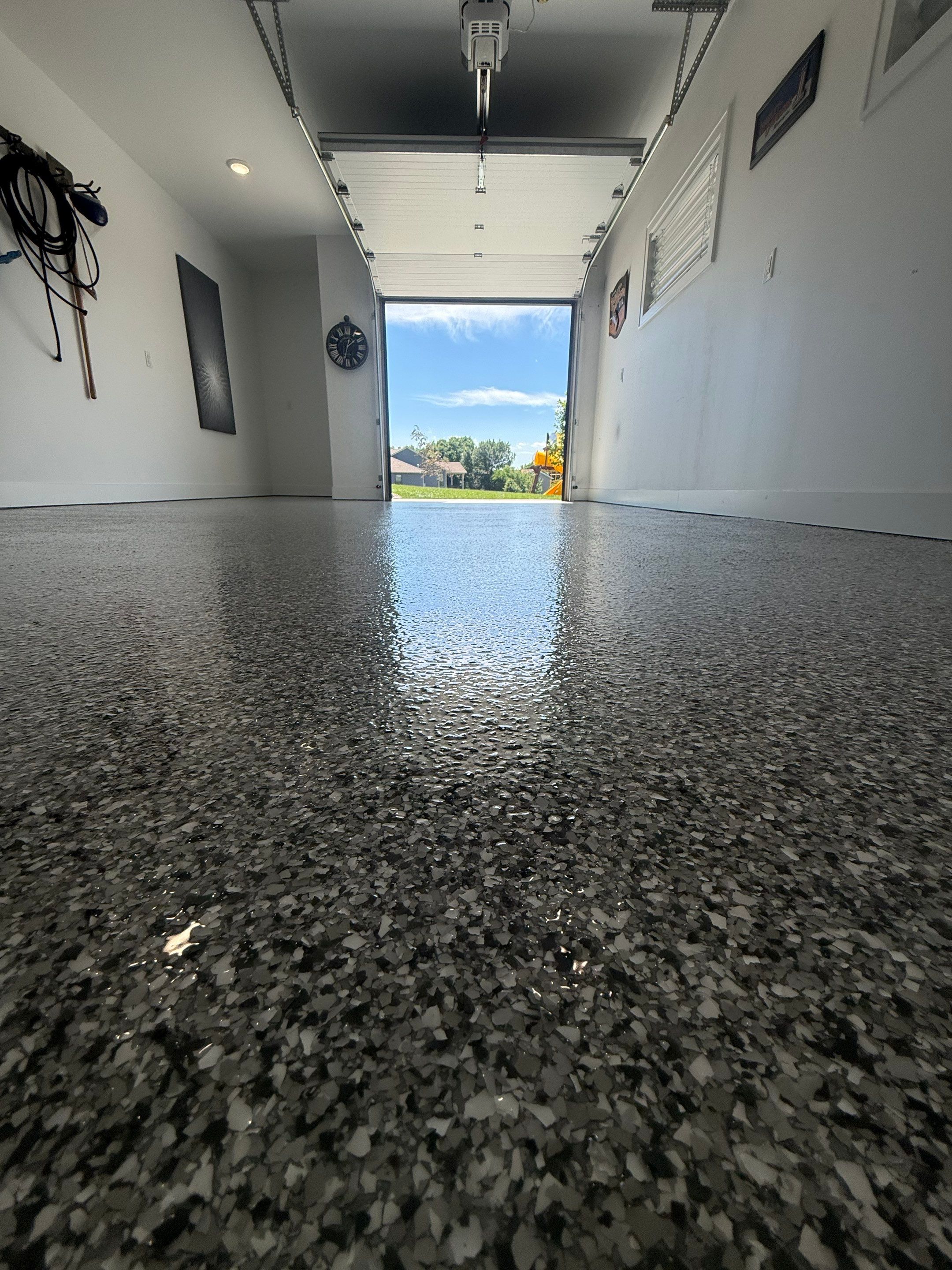 Gravel Flake Garage Floor Coating in Yankton by Select Painting, Coatings & Garage Cabinets