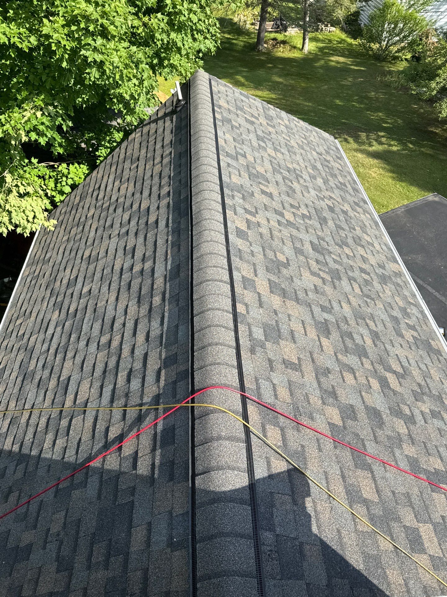 Hybrid Roof Replacement in Pembroke, NH with Owens Corning Peppercorn Shingles, EPDM Rubber Roofing, and Black Metal Ice Belt by Compass exteriors