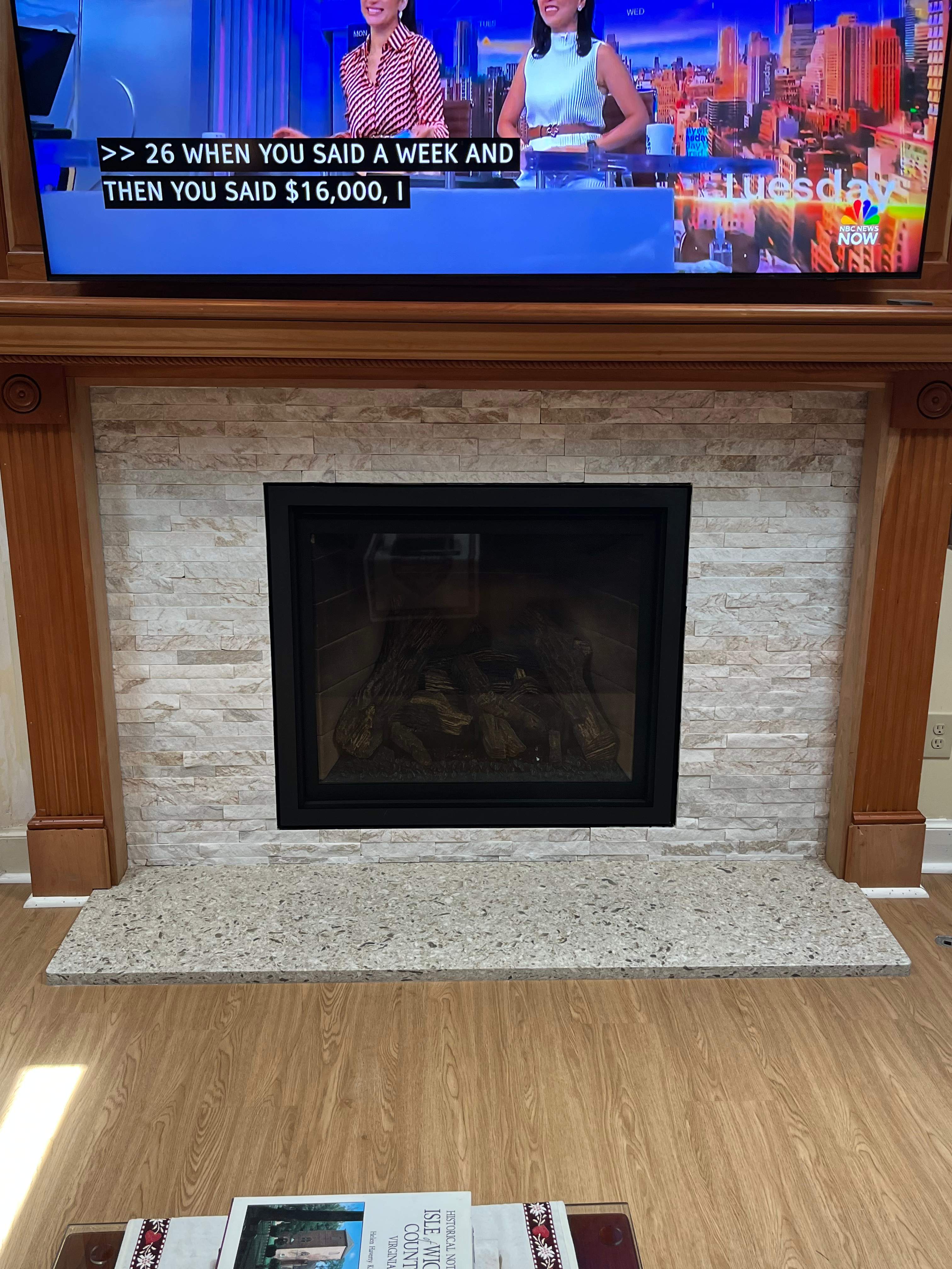 Granite Hearth and Stack Stone Finish in Carrollton by Premier Chimney and Roofing
