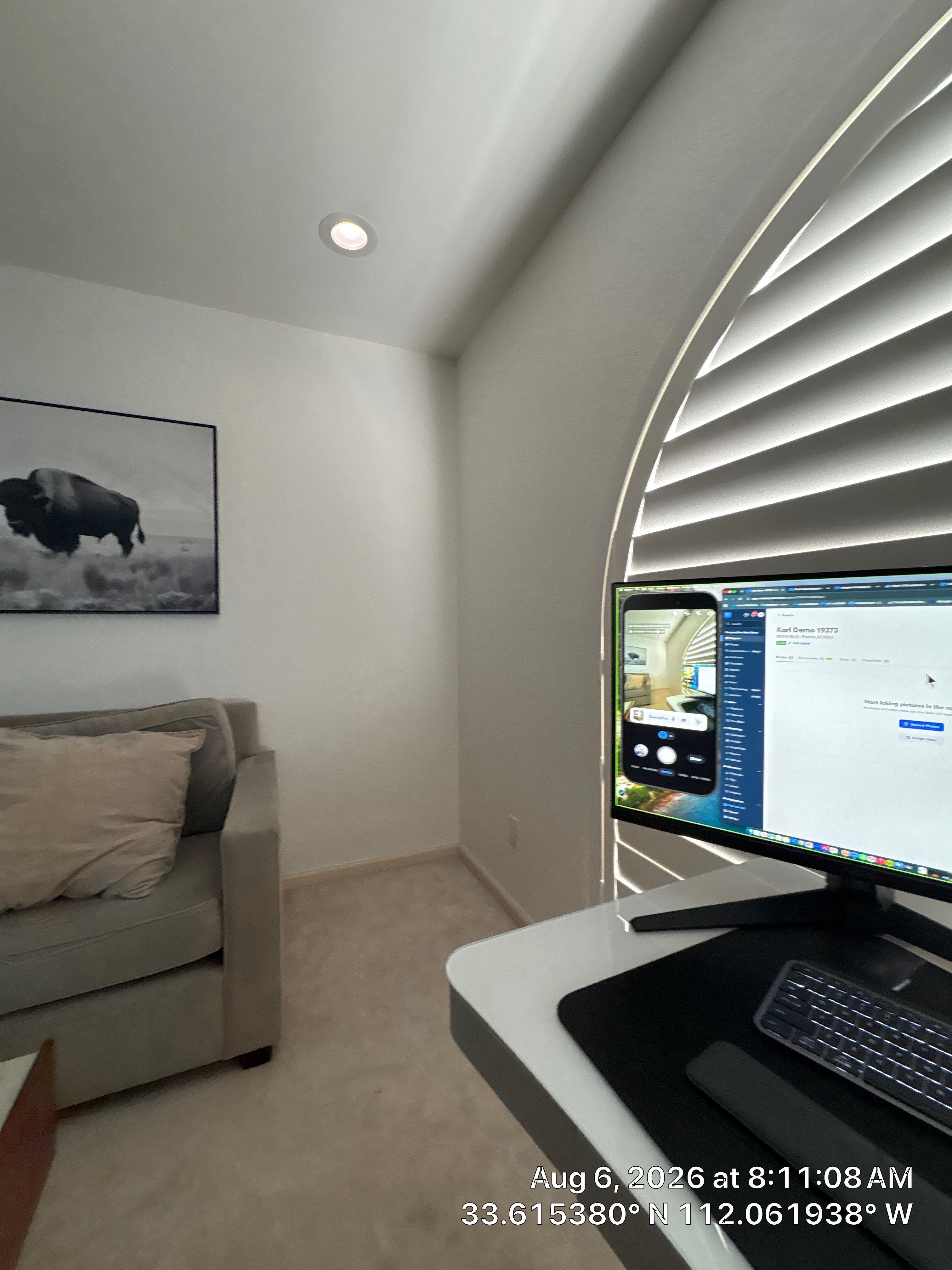 Custom Home Office Setup and Media Wall Integration in Phoenix by CompanyCam Sales Demo