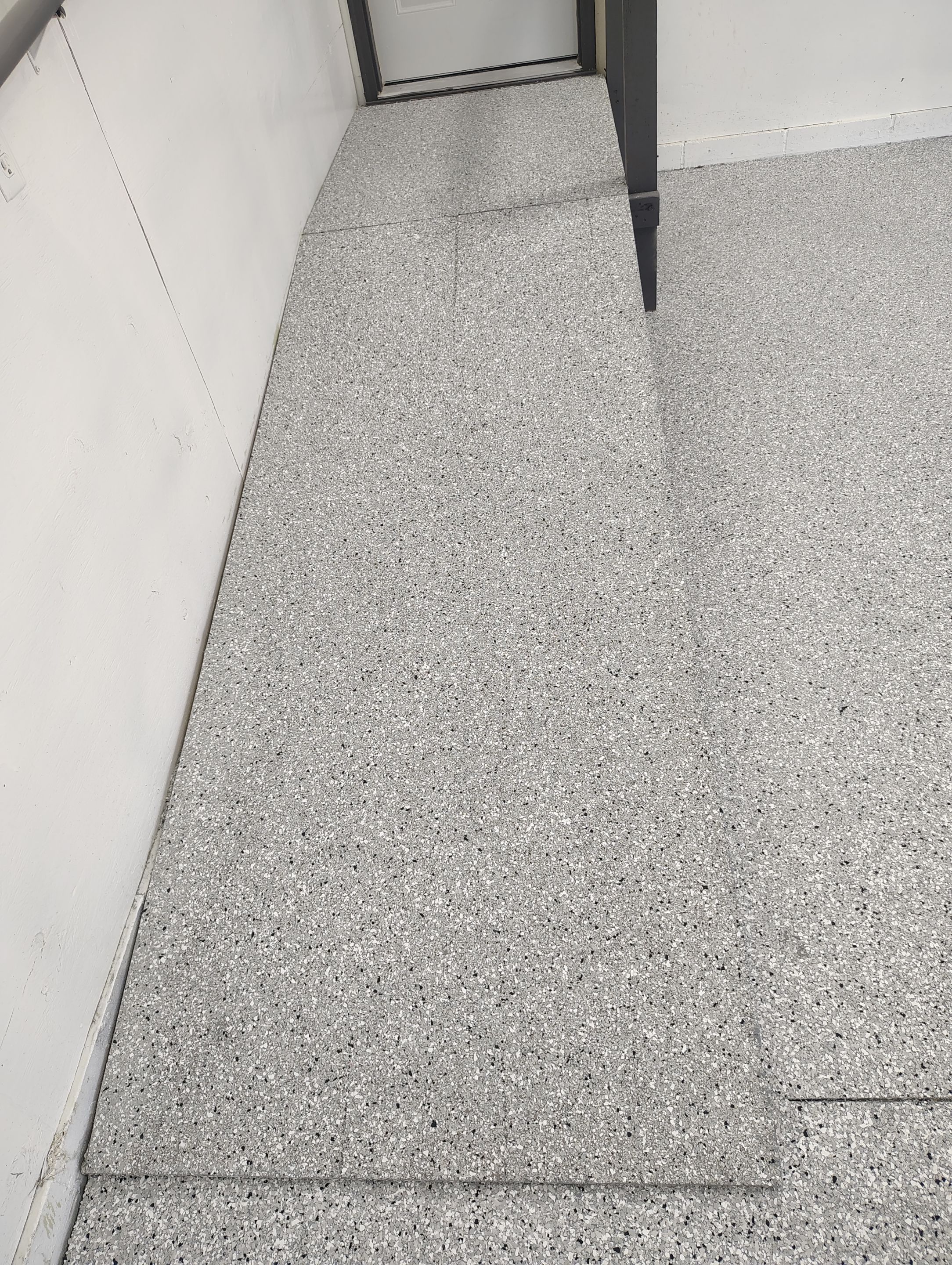 Yankton Garage Concrete Coating With Feather Gray Decorative Chips by Select Painting, Coatings & Garage Cabinets