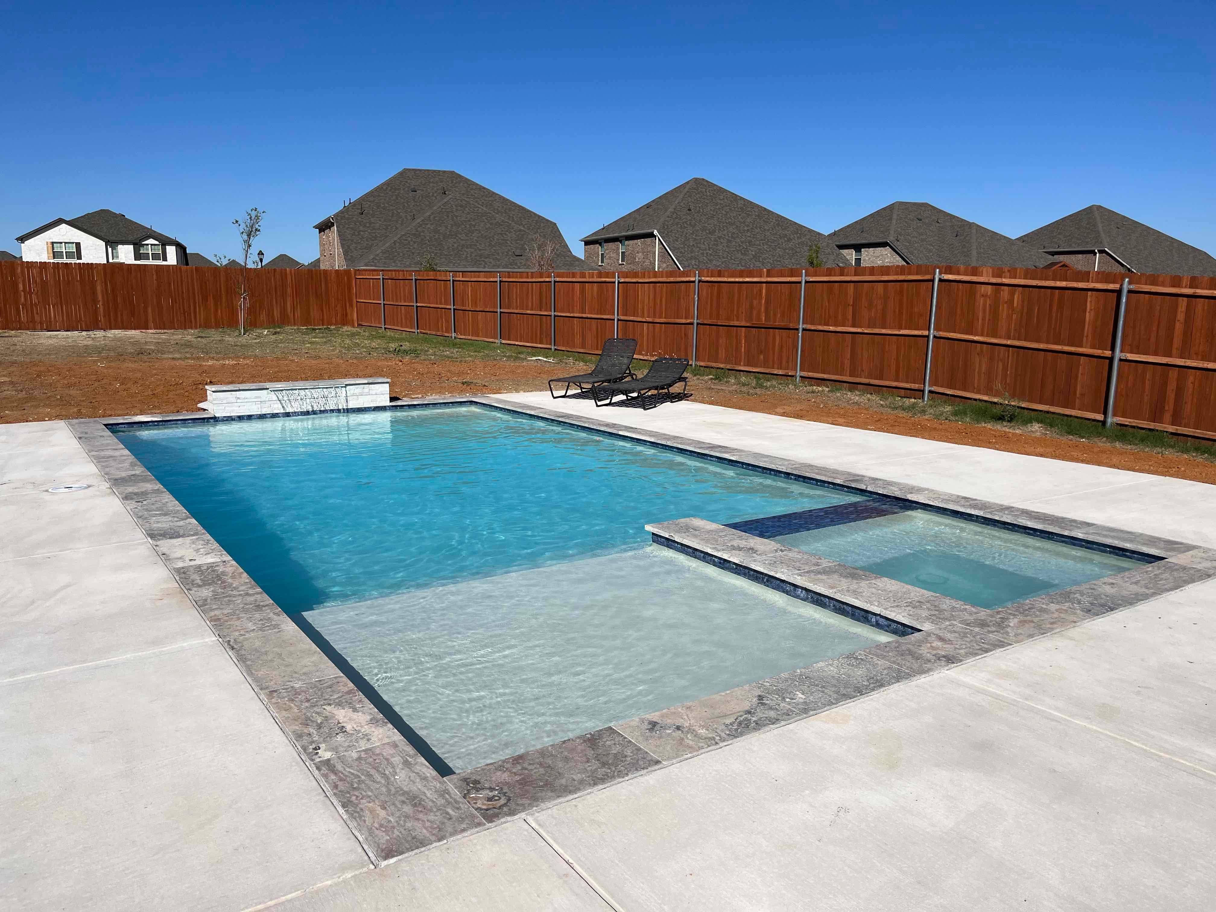Geometric Pool with Raised Spa by Pinnacle Pools and Spas - DFW