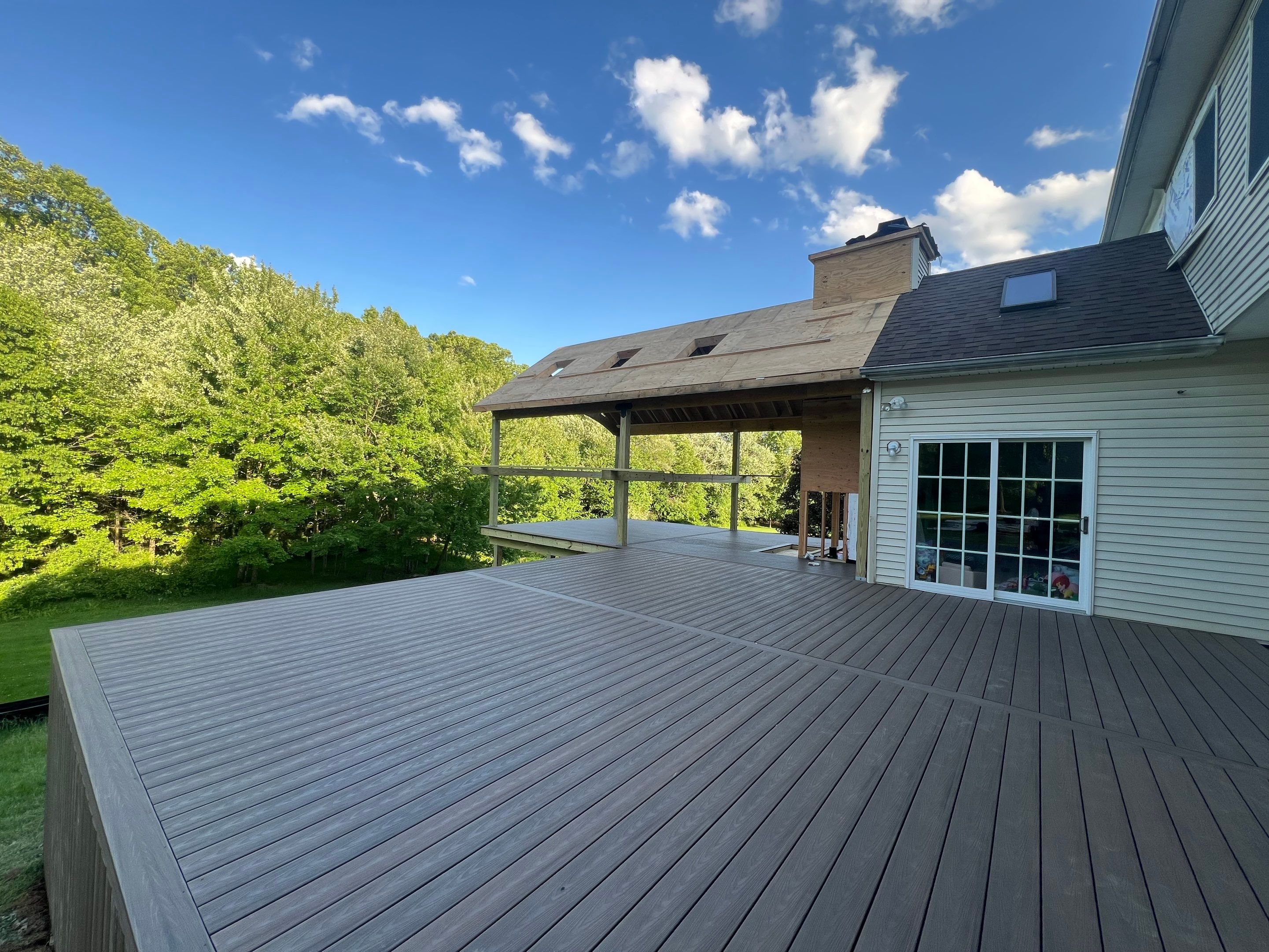 New Deck with A-Frame Style Roof by deck guardian