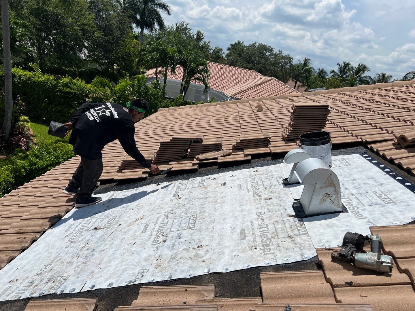 Concrete Tile Roof Leak Repair and Wood Decking Replacement in Parkland by Aastro Roofing