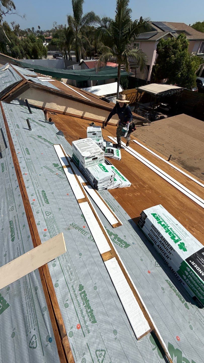 San Diego Roof Replacement and Wood Fascia Repair with Malarkey Materials by Reliable Roofing San Diego Inc.
