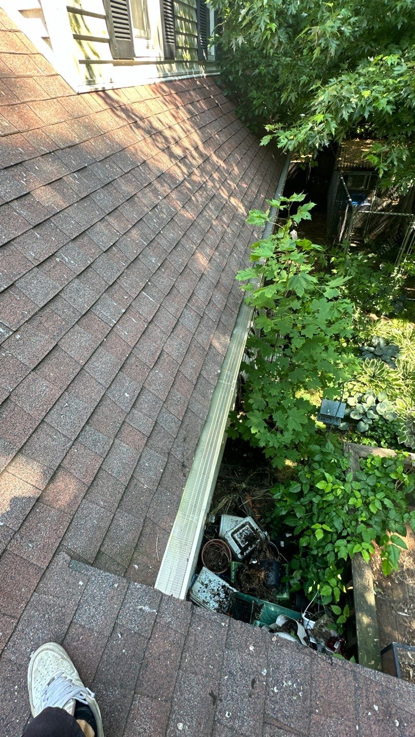 Very overdue gutter cleaning and screening by Above All Gutters 