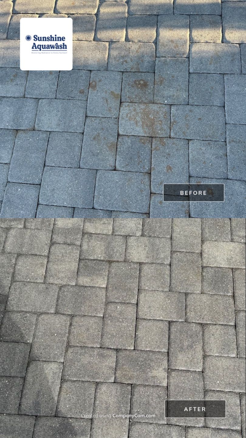 2-Story House Wash & Paver Driveway Cleaning in Trevesta Community, Palmetto, FL | Sunshine AquaWash by Sunshine AquaWash