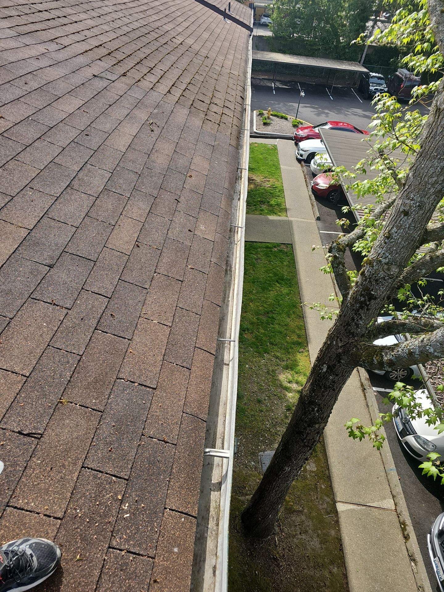 Commercial gutter cleaning Edgewood, WA after photo with clean gutters
