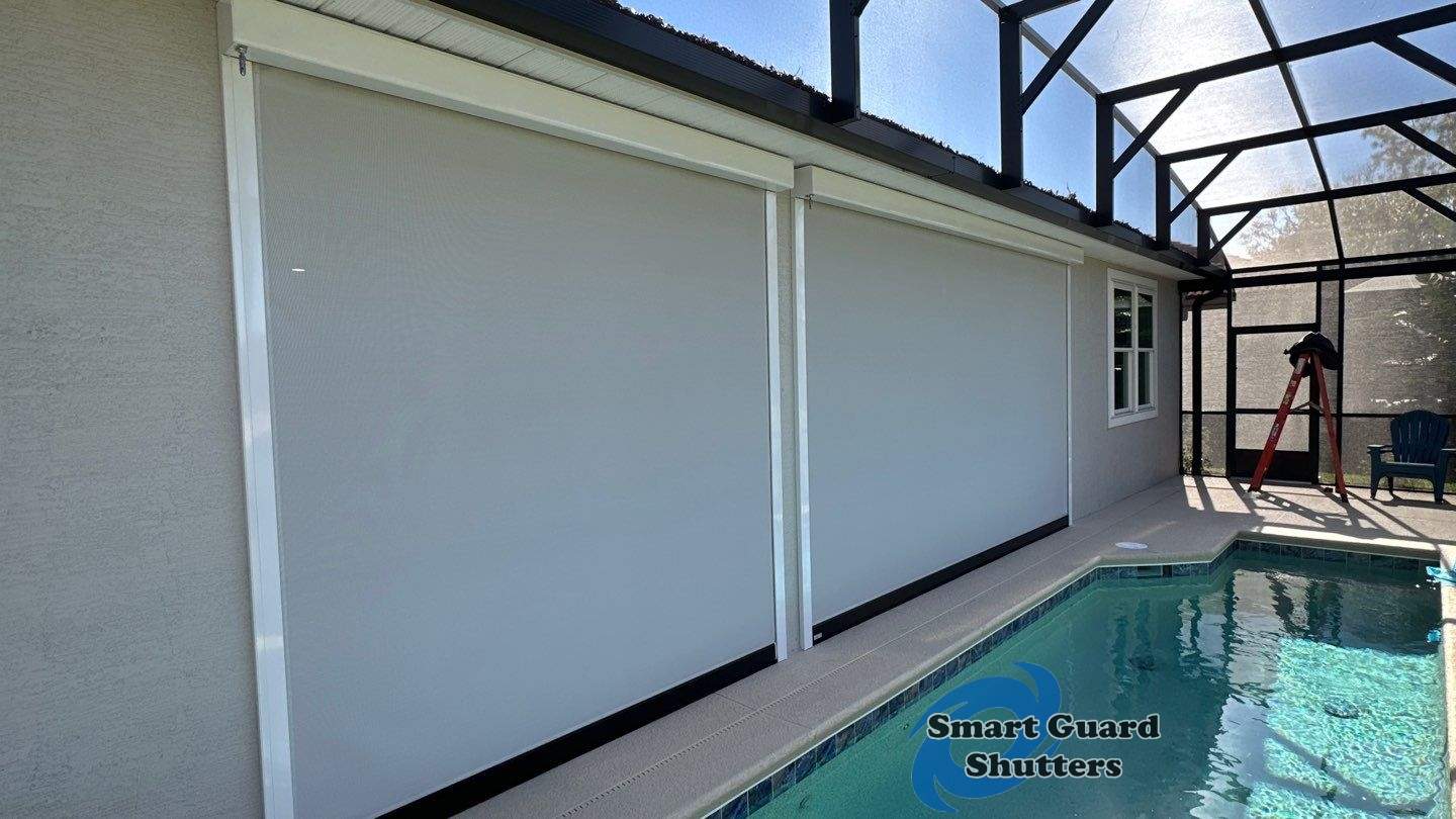 Hurricane Screen in White/Birch by Smart Guard Shutters
