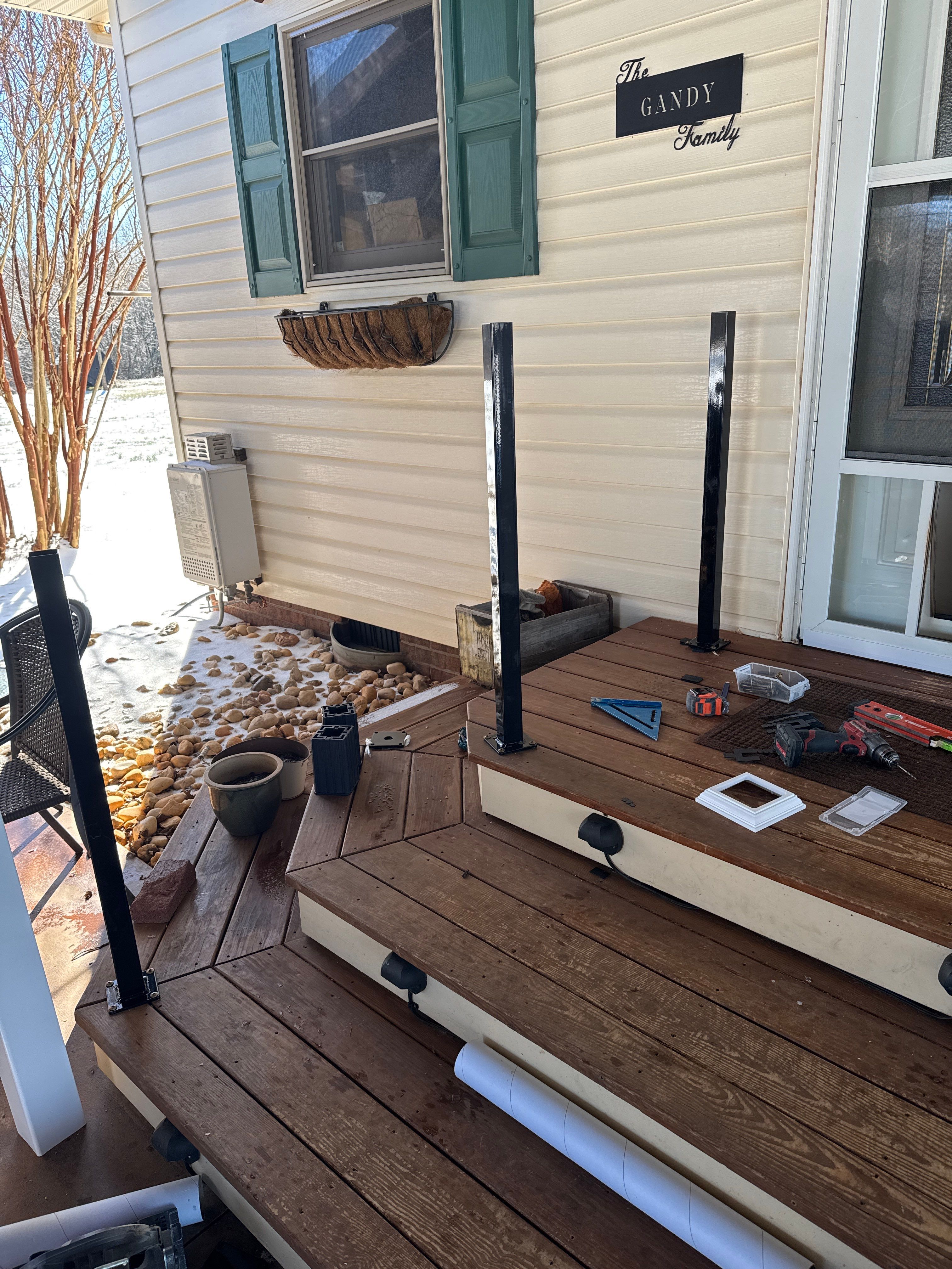 Carport Entry Vinyl Railing Install by A Step Above Handy LLC