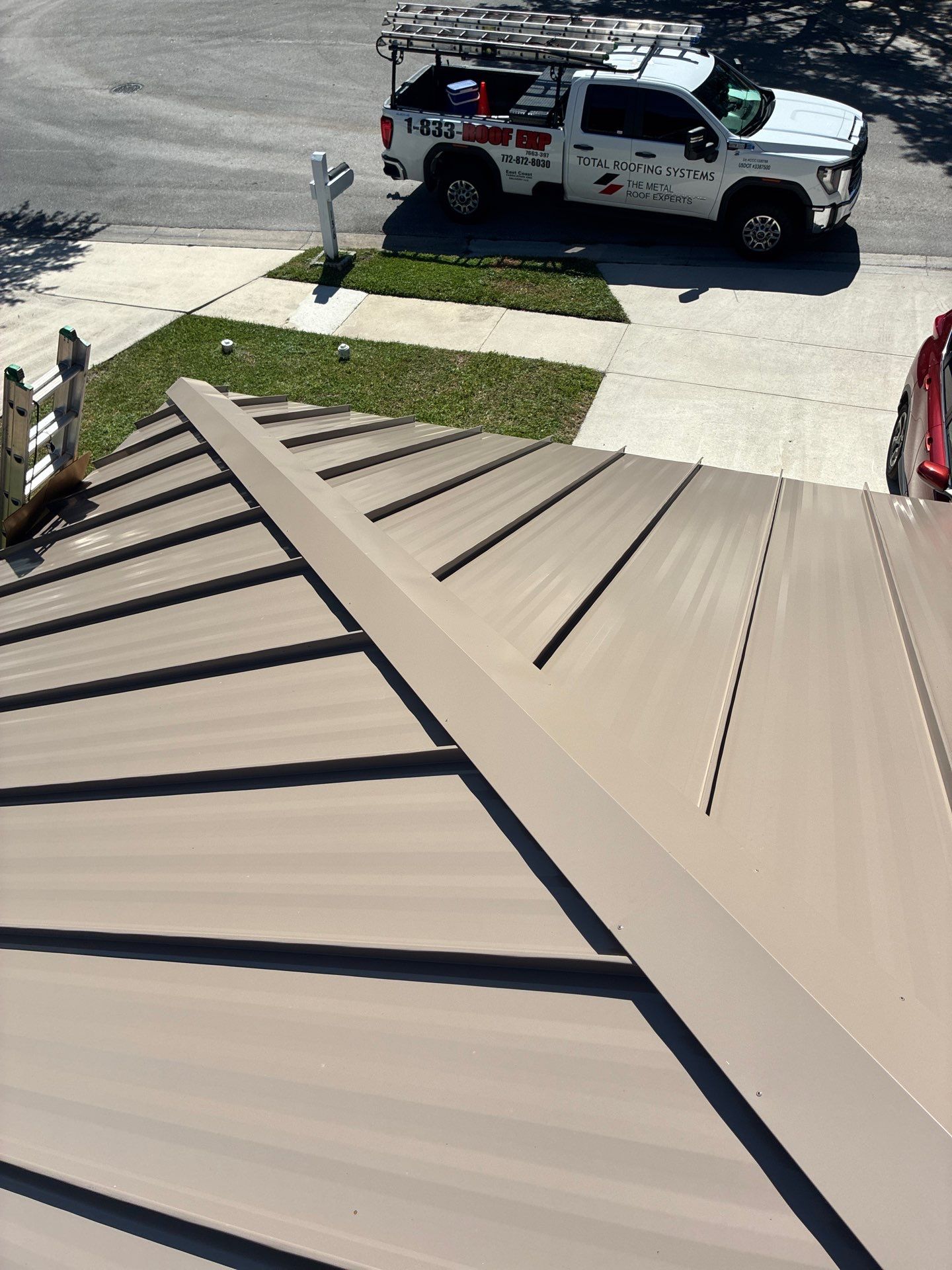 24ga 1.5" Mechanical Seam Buckskin  by Total Roofing System The Metal Roof Experts