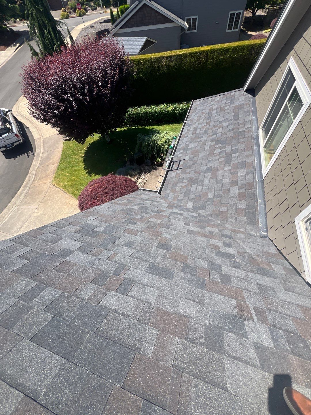 Residential Roofing Installation using Malarkey Vista (Color: Black Oak) by Orezona Building & Roofing Company, Inc.