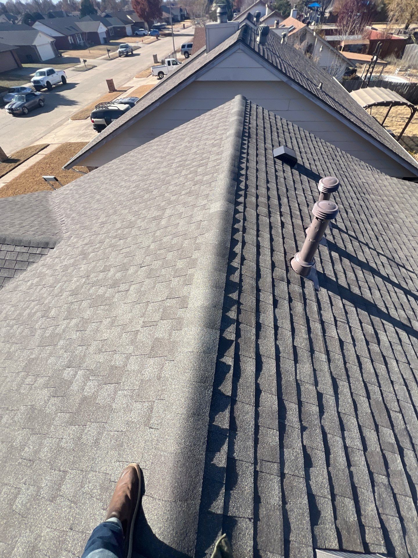 roof and vent replacement & chimney flashing replacement in Moore by McCann's Roofing and Construction