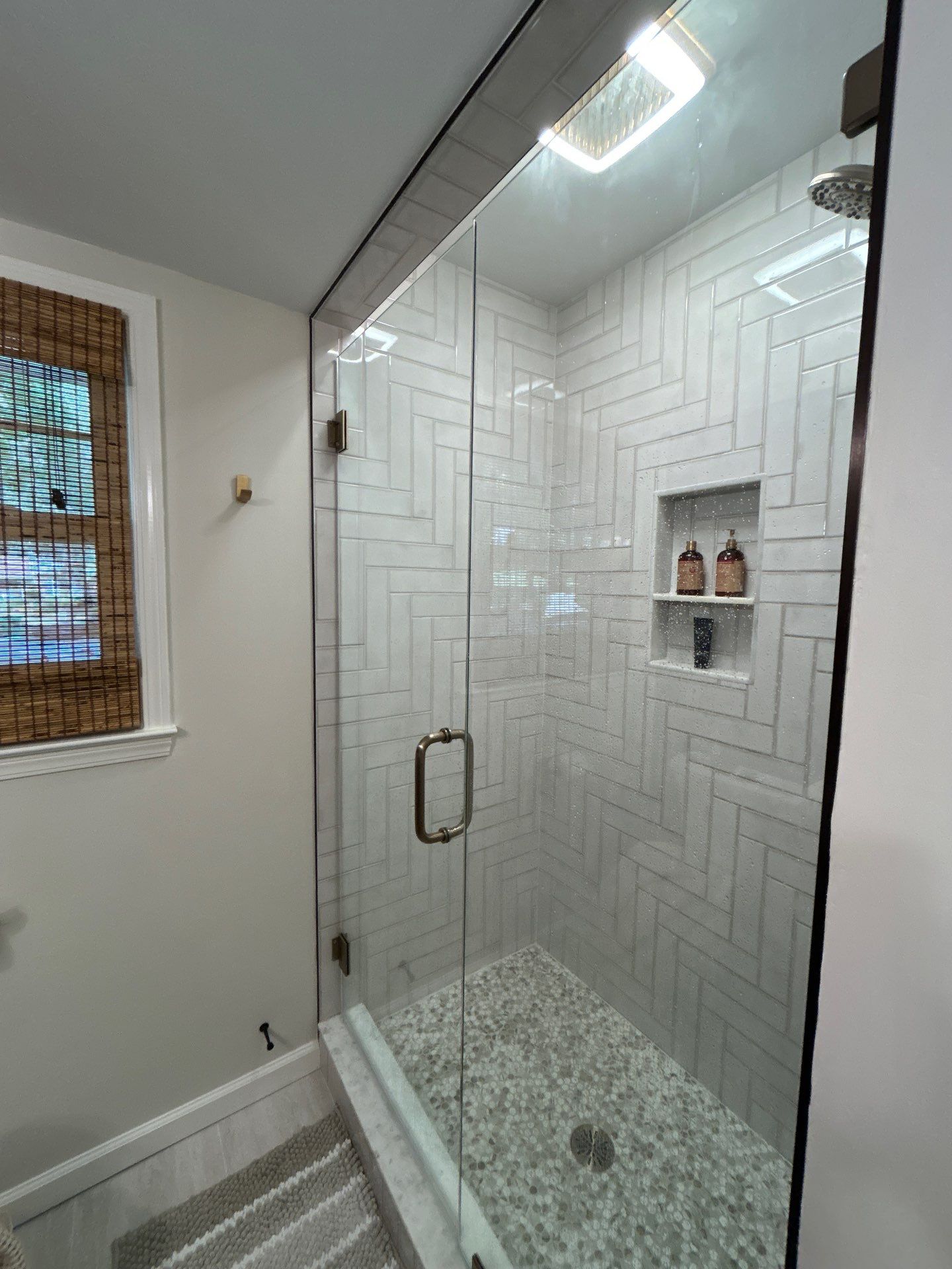 Herringbone Tile Shower! by Footprints Bath and Tile of East Atlanta