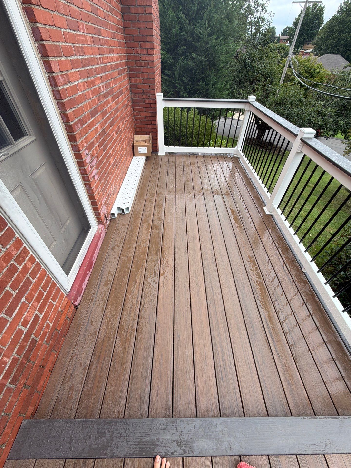2 tone Composite Re-Deck with Vinyl Railings in Pittsburgh by Cousins Roofing Siding & Decks