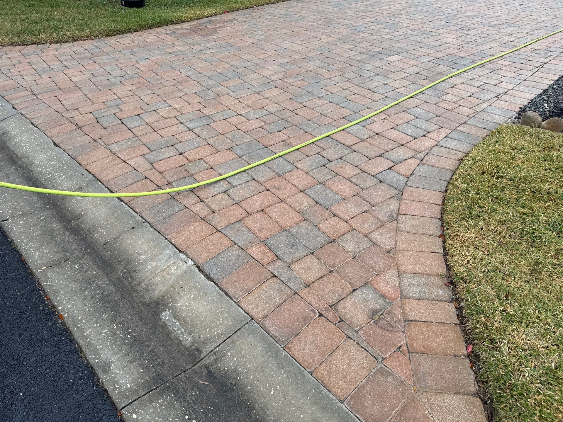 Oil & Tar Removal from Paver Driveway & Entryway by Sunshine AquaWash