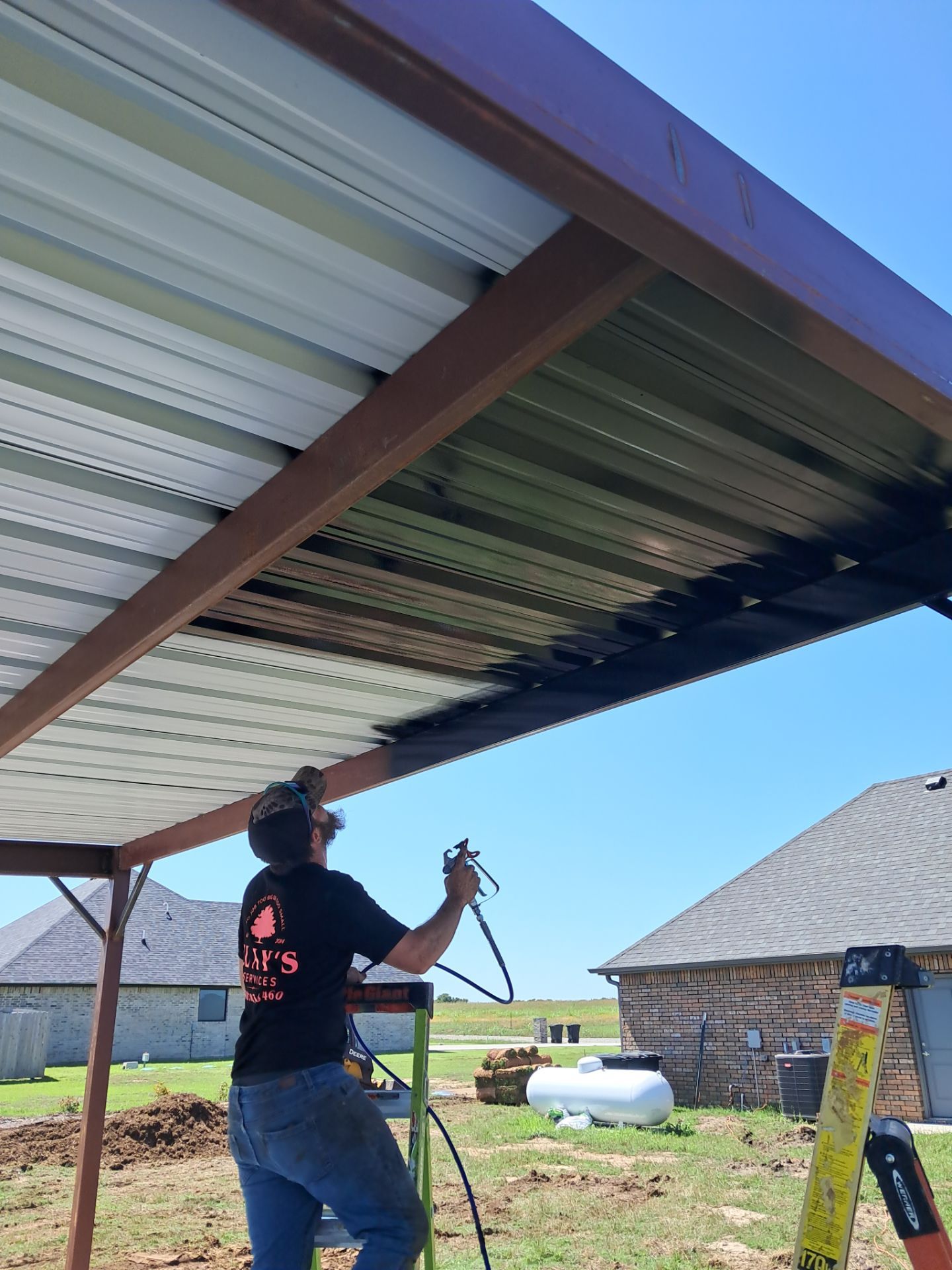 Custom Metal Pergola , Live Fence , Irrigation, Concrete, And Landscape by Clays Services Inc