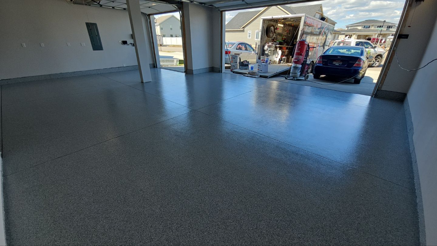Garage Transformation using 1/8 Tidal Wave by Croc Coatings, LLC