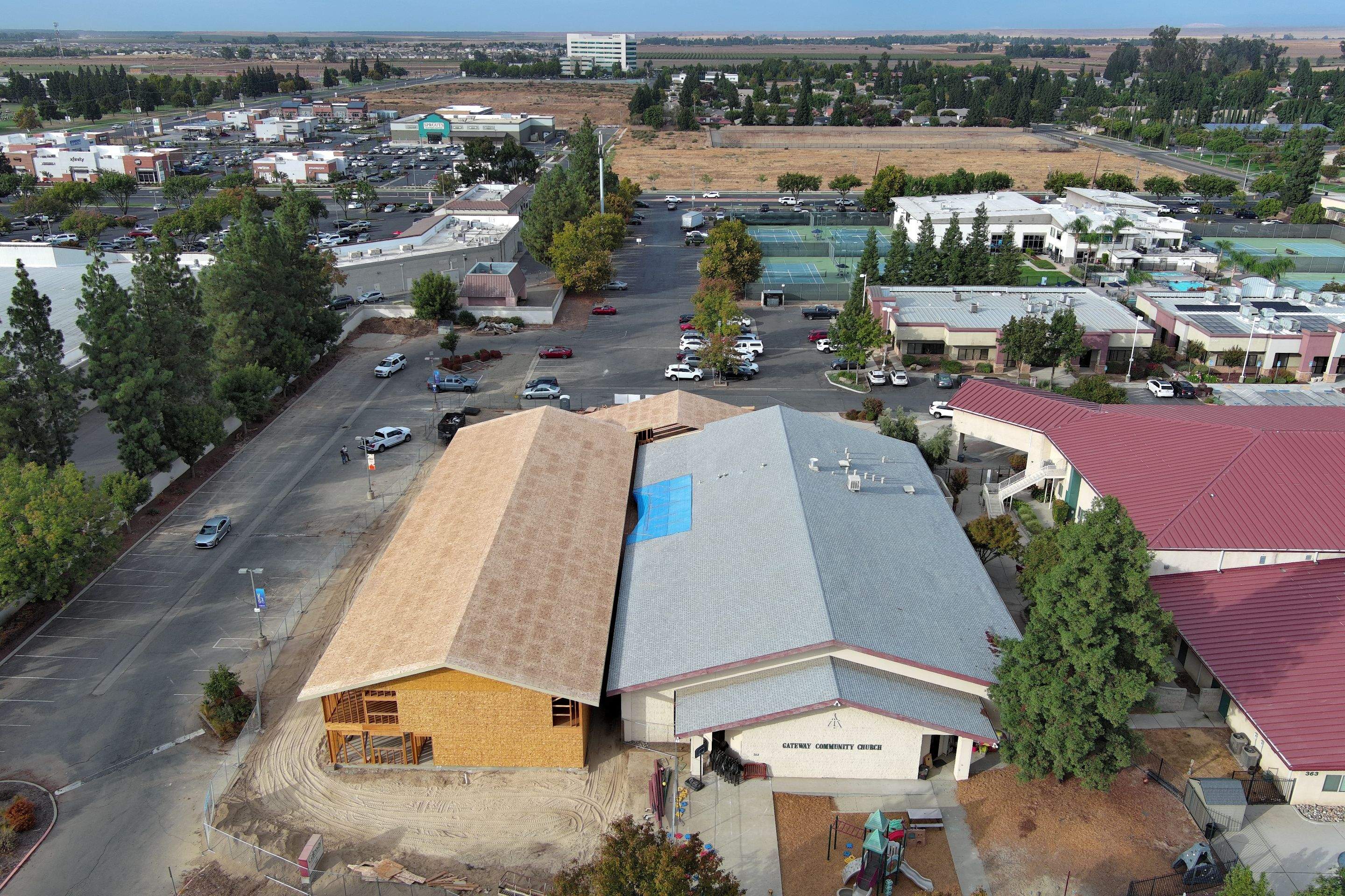 Metal roofing installation on church by Straight Edge Roofing Inc