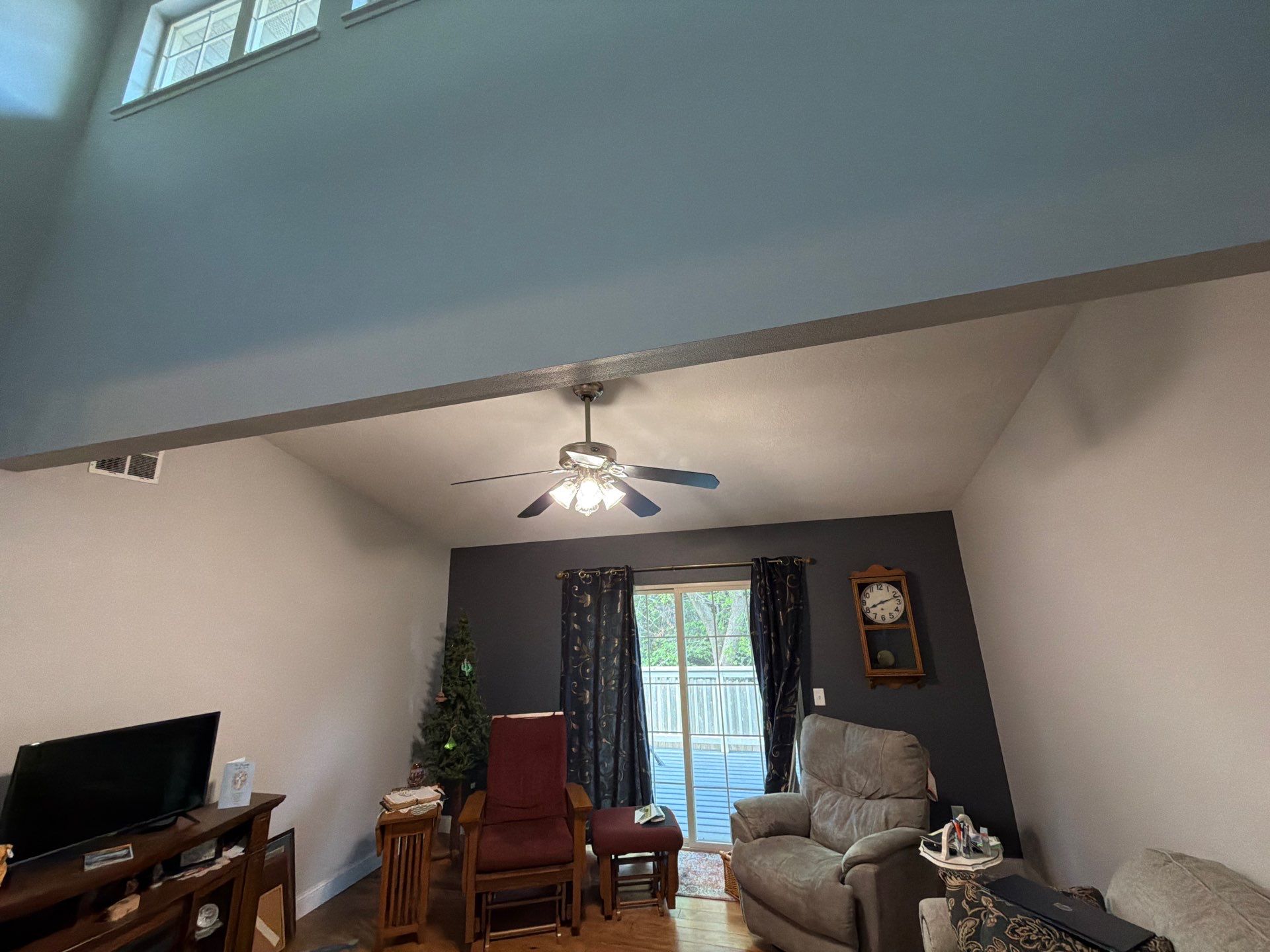 Interior Home Repainting with Repose Gray and Peppercorn Accent Walls by Select Painting, Coatings & Garage Cabinets