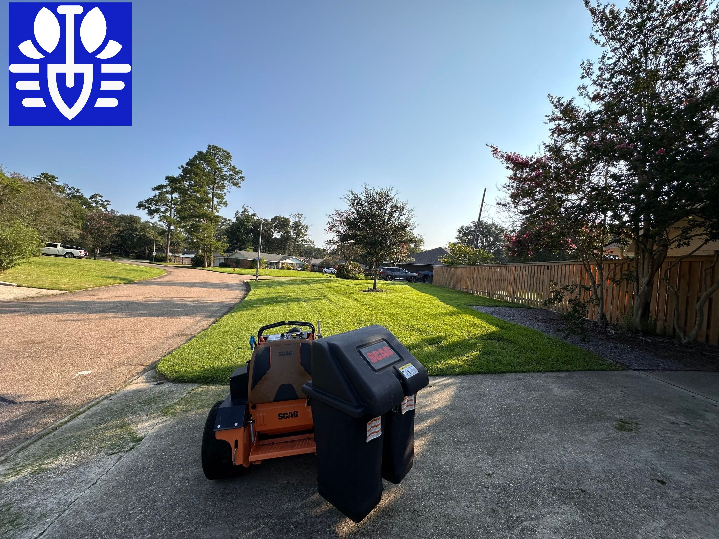 RESIDENTIAL LAWN MAINTENANCE: *OPTIONAL* VAC & BAG GRASS CLIPPINGS AND DEBRIS WITH SCAG GRASS CATCHERBAGGING GRASS CLIPPINGS AND DEBRIS WITH SCAG GRASS CATCHER by CutScape, LLC.
