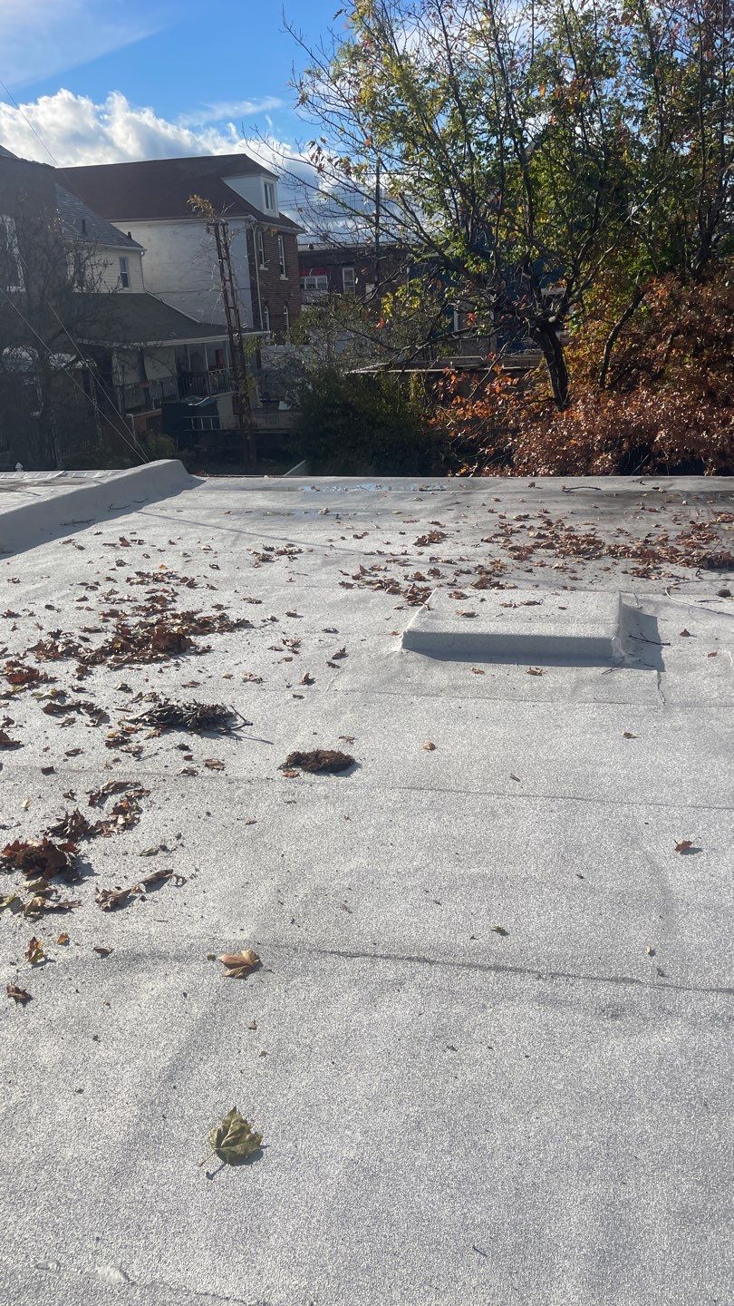 Flat Roof Cleanup and gutter cleaning.  by Above All Gutters 