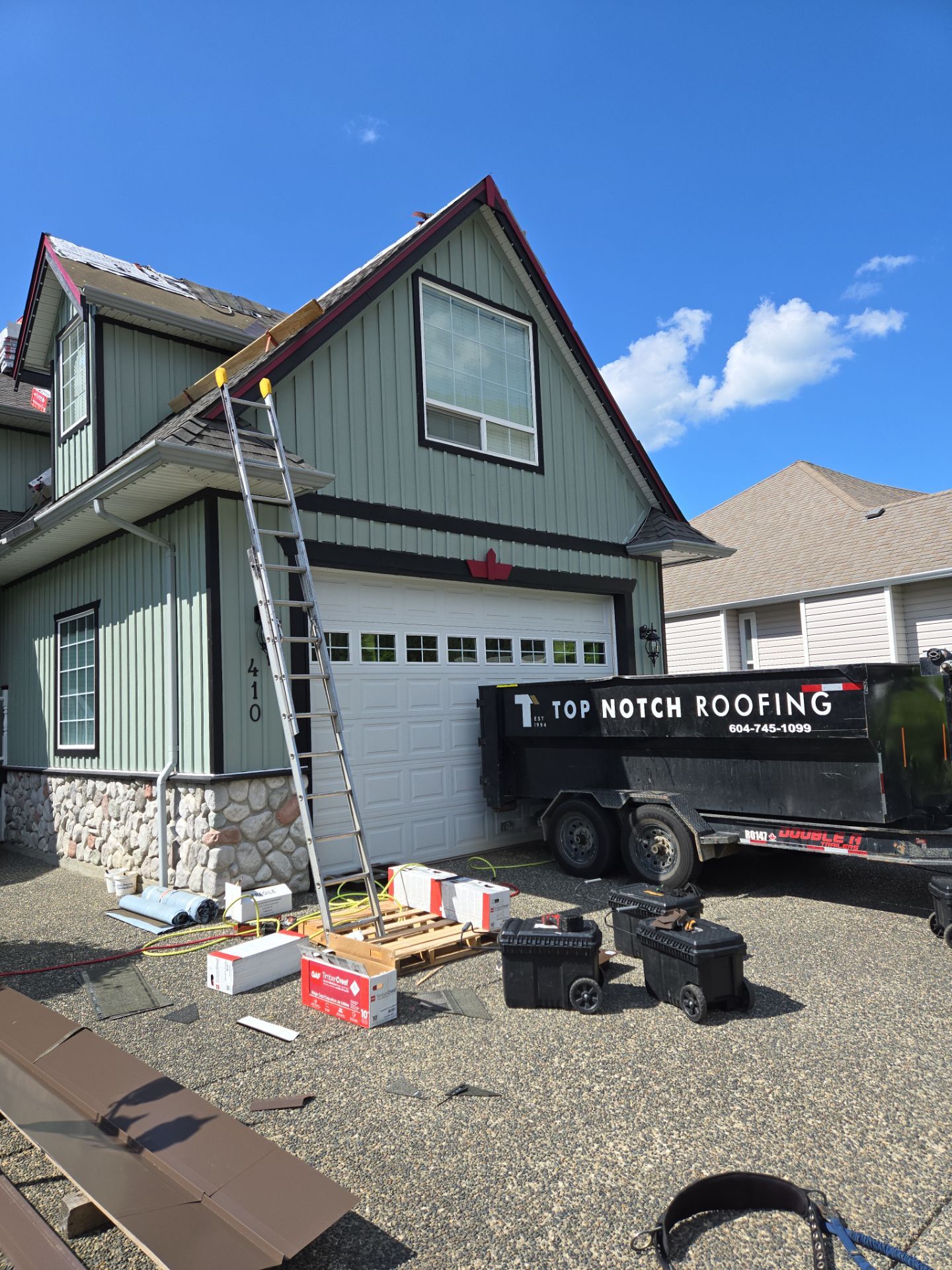 Residential Re-Roof using GAF Timberline HDZ Canadian Driftwood  by Top Notch Roofing Inc