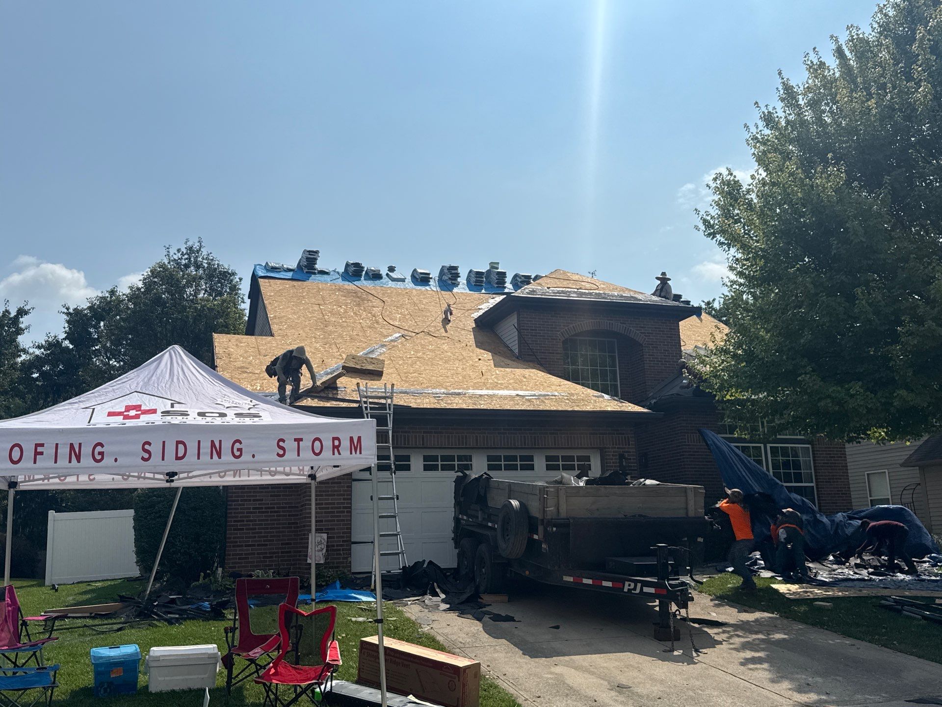 Full replacement - insurance paid. Big brick flashing work by SOS Home Ohio 