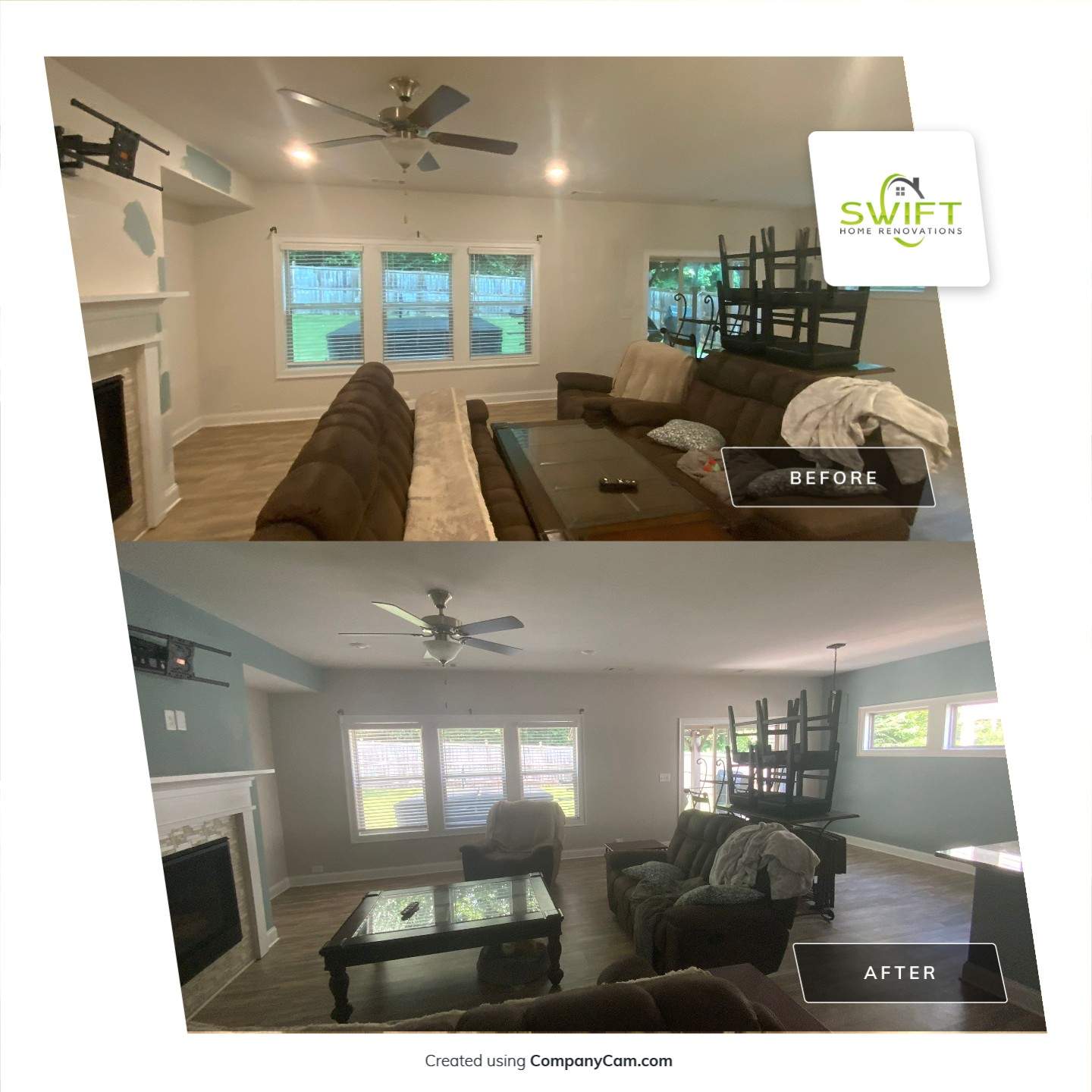 Interior House Painting and Accent Wall Installation in Canton by Swift Home Renovations