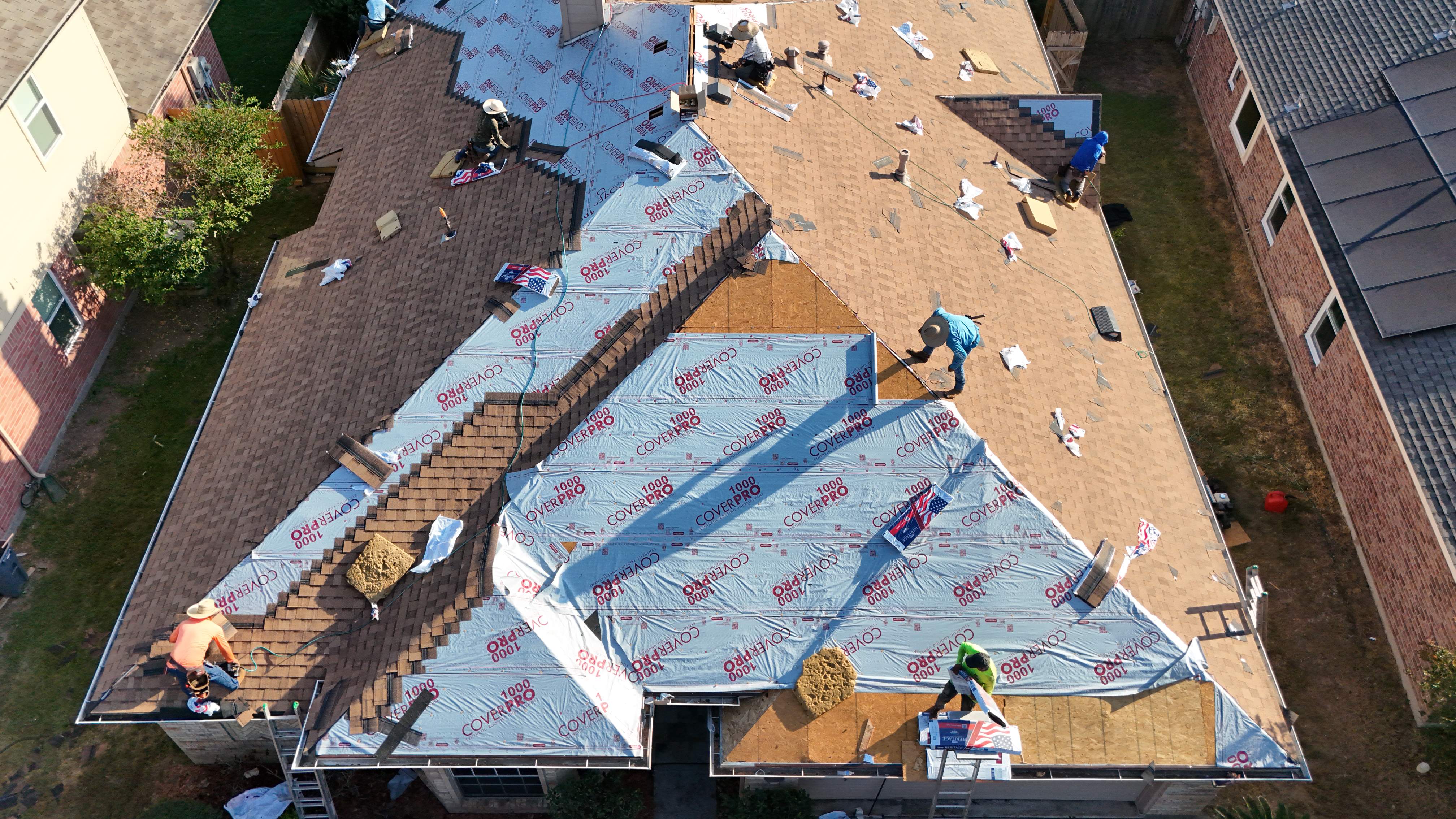 Golden-Tan Roof Replacement — Spring, TX by PL Roofing & SB Roofing, LLC.