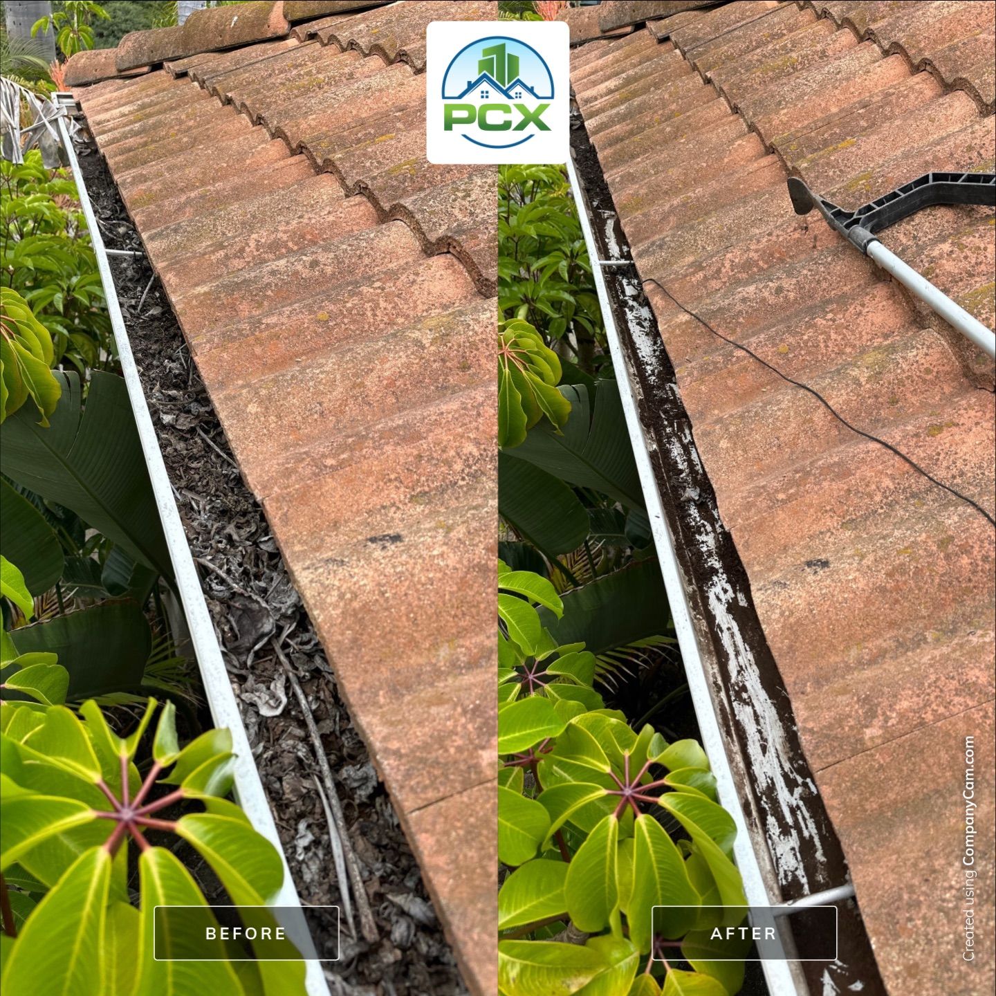 Orange County gutter cleaning using a vacuum by Property Cleaning Experts