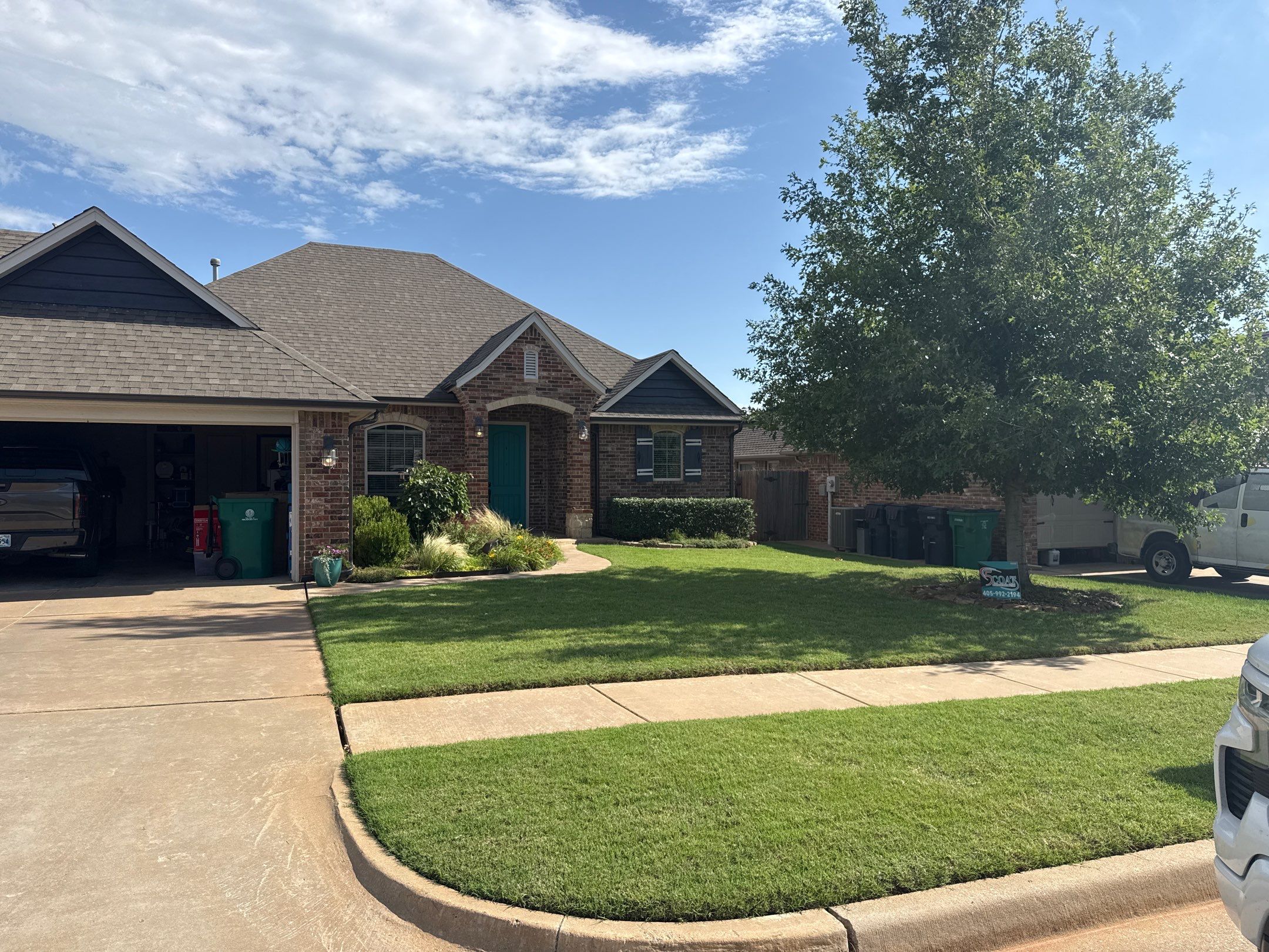 GAF Architectural Shingle Roof Replacement and Decking Repair in Mustang by 5Coat Roofing & Construction