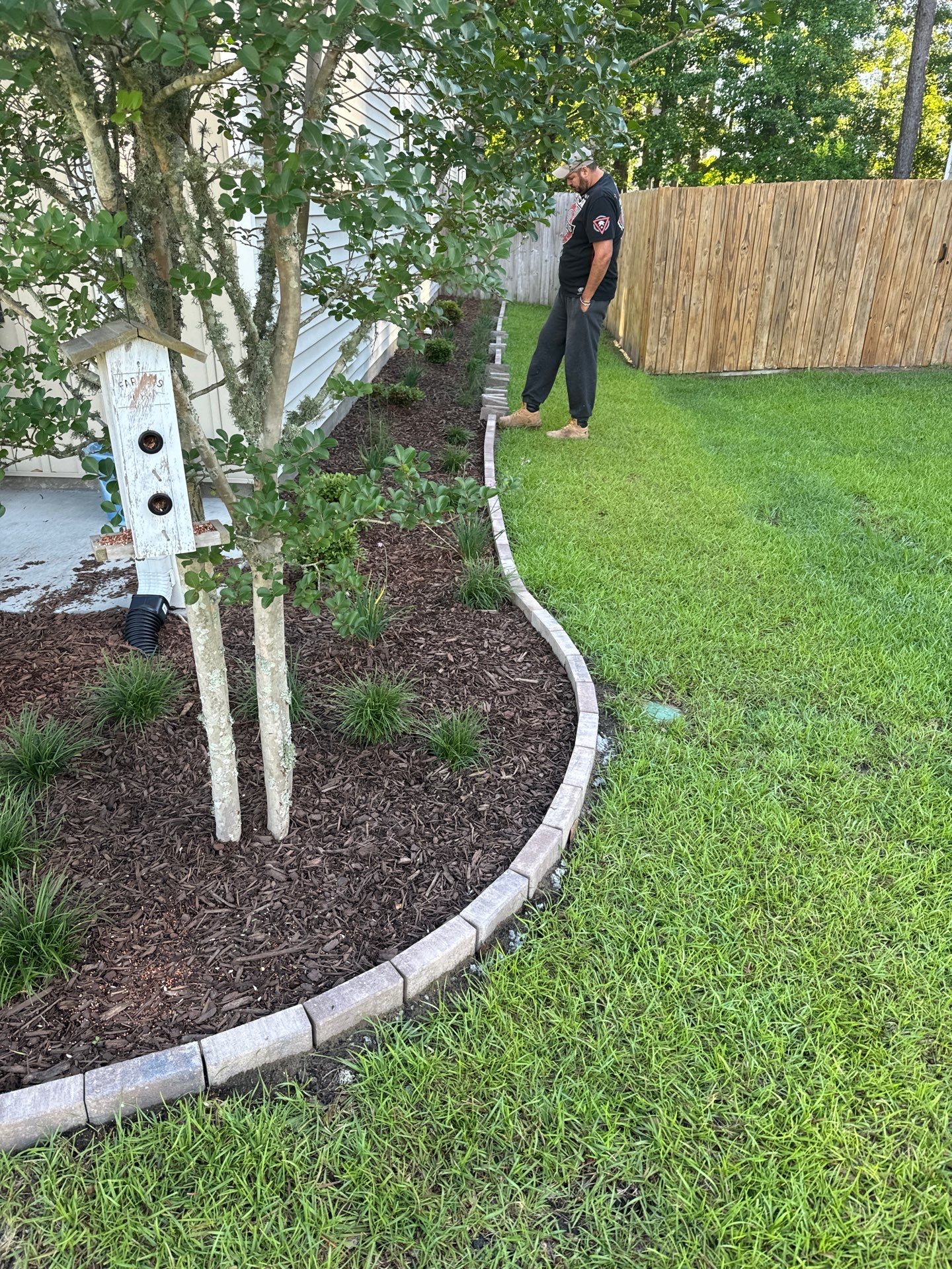 Custom Paver Landscape Edging and Garden Bed Mulching in Bluffton by Lowcountry Scapes, LLC