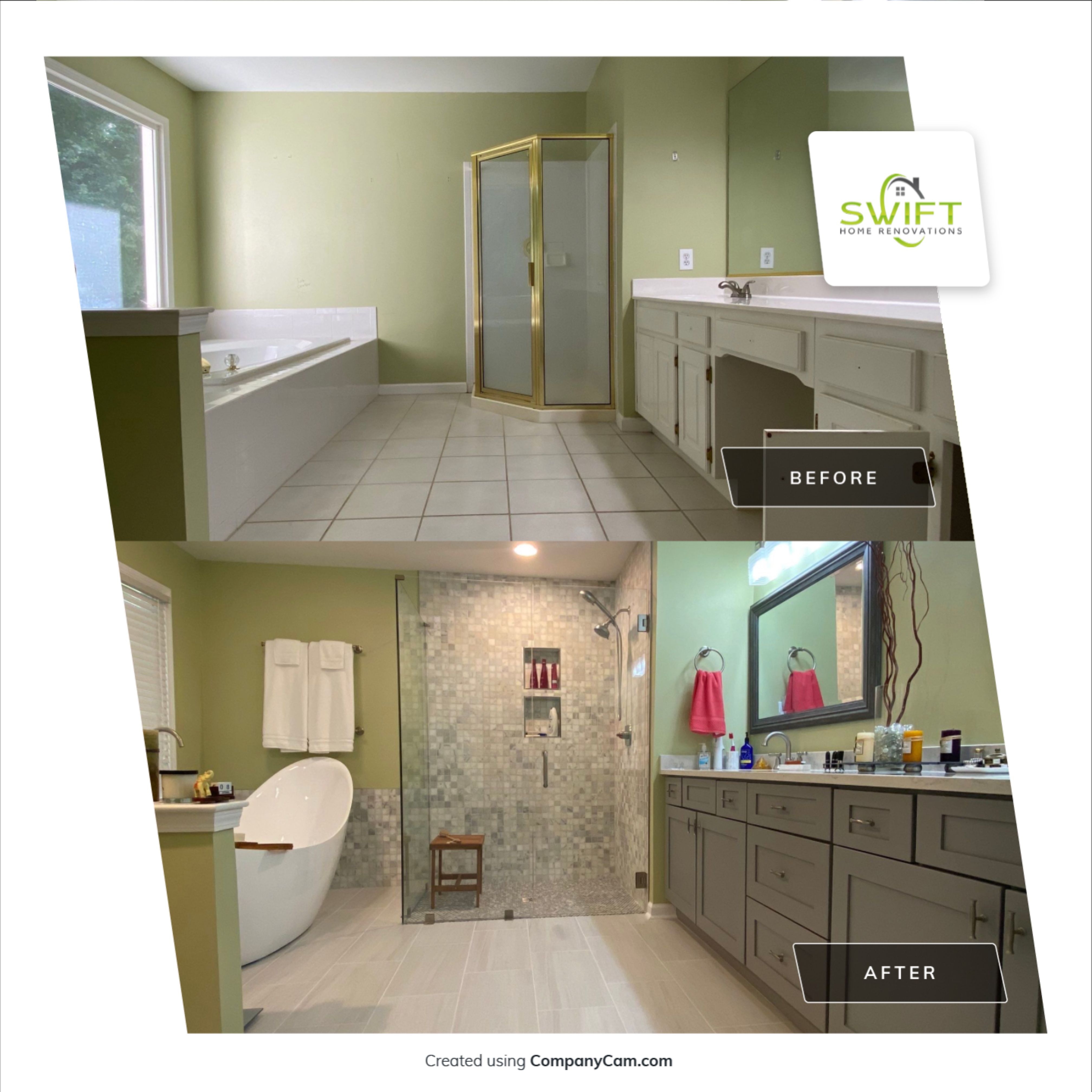 Master Bathroom Remodel with Freestanding Tub and Walk-In Shower in Kennesaw by Swift Home Renovations