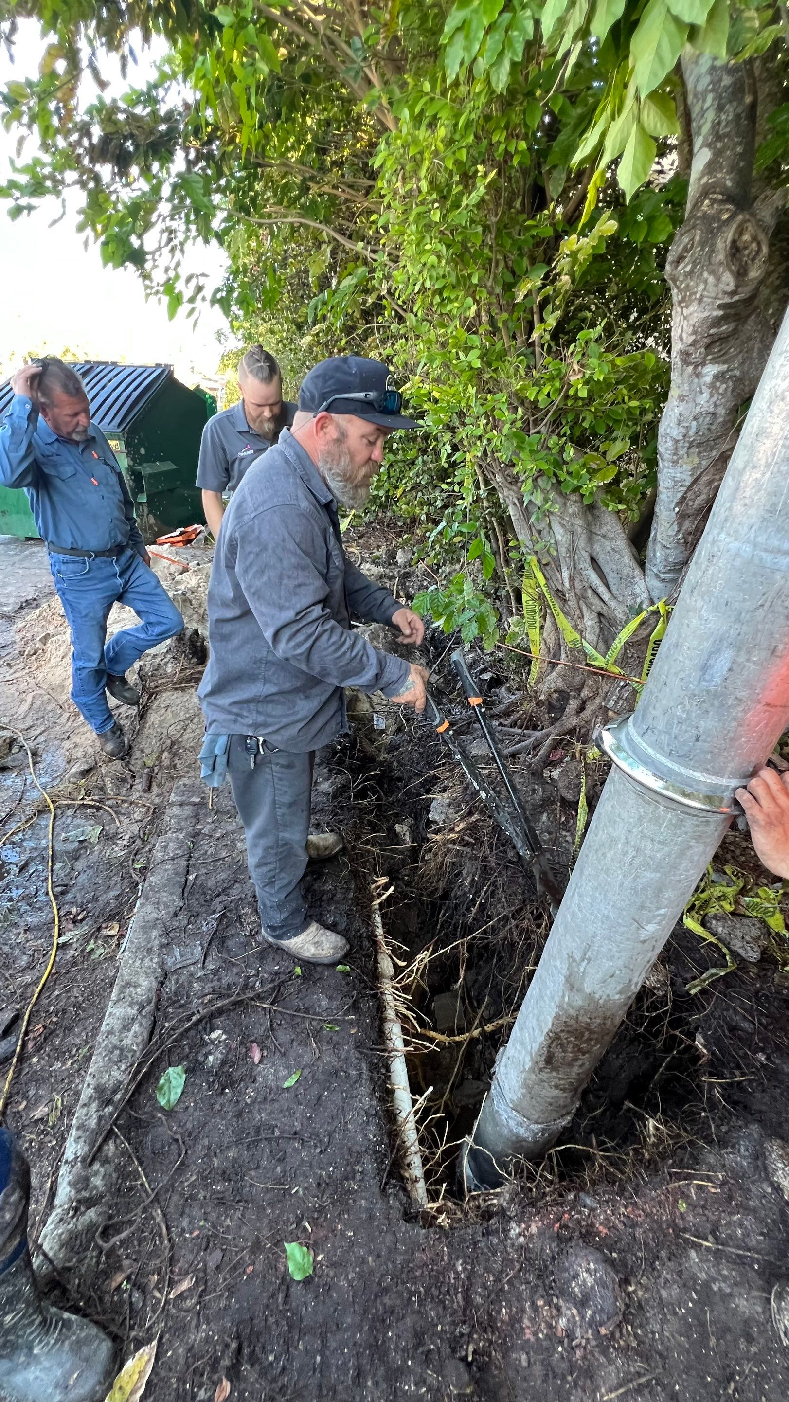 Hydro Excavating a Water Main for Repair by APS Power & Water