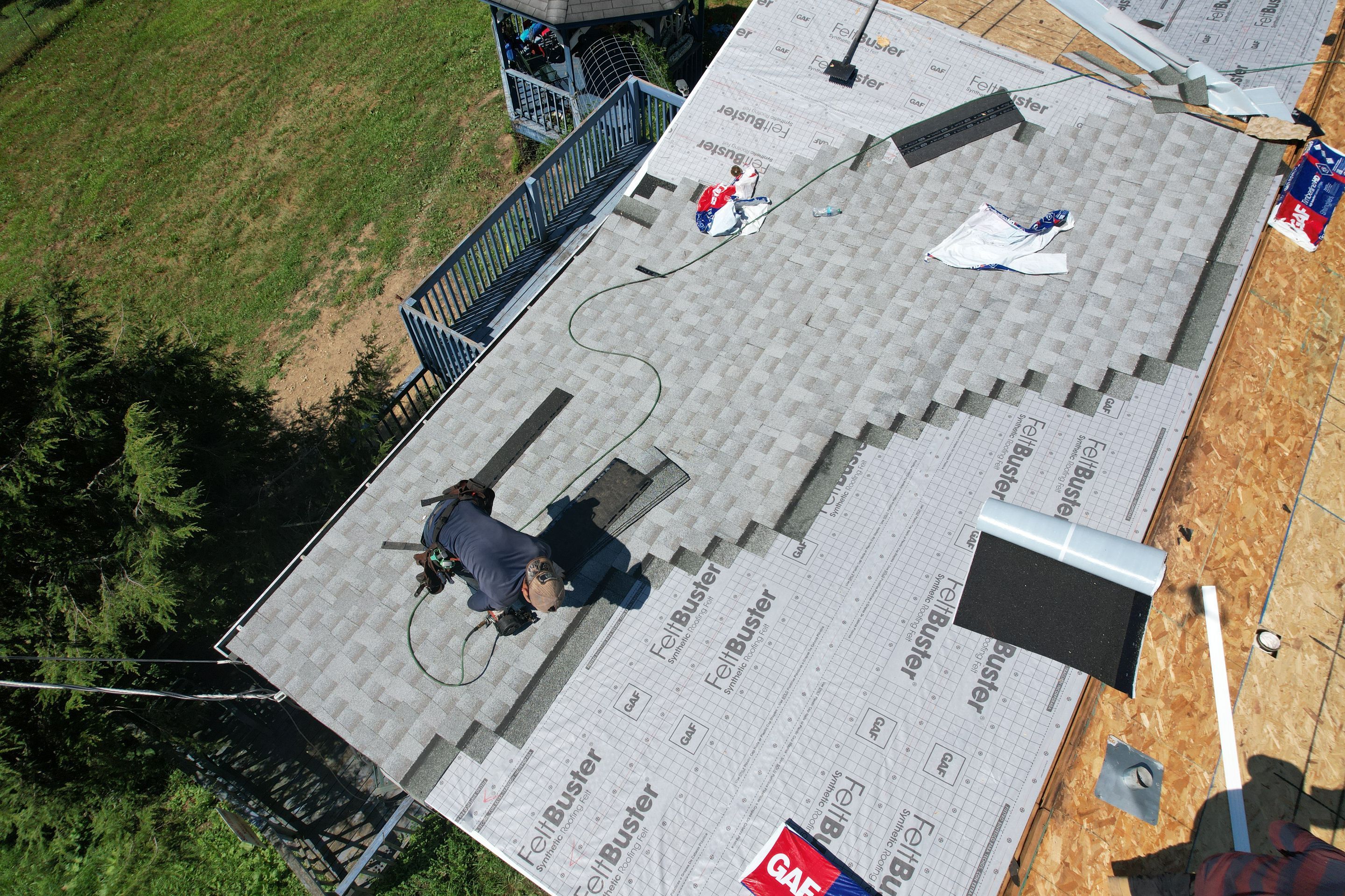 Residential Roofing Installation using GAF Timberline HDZ Fox Hollow Grey by Rainstoppers Roofing