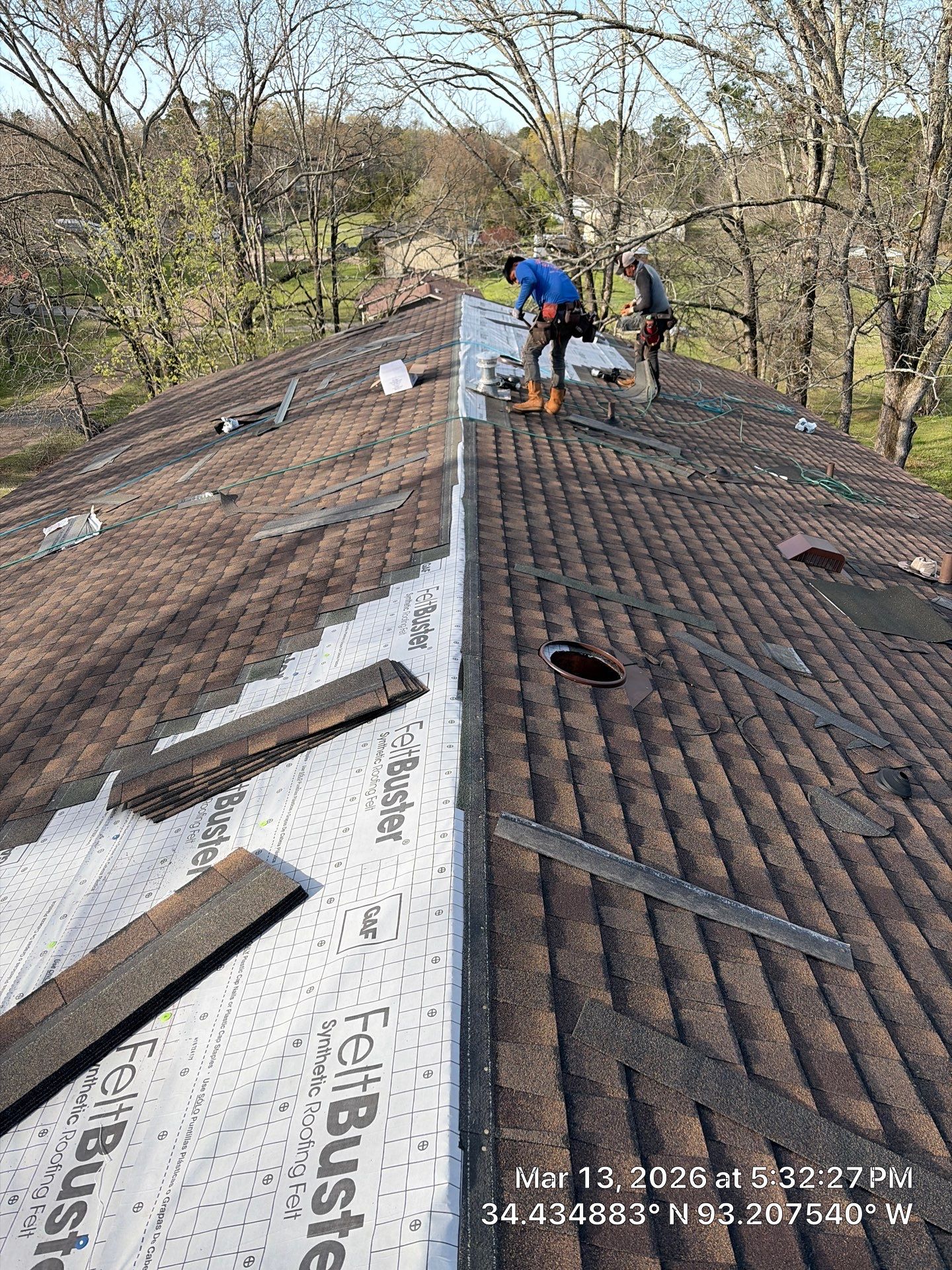 GAF Timberline UHDZ Shingle Roof Replacement and Decking Repair in Pearcy by Temple Roofing and Exteriors