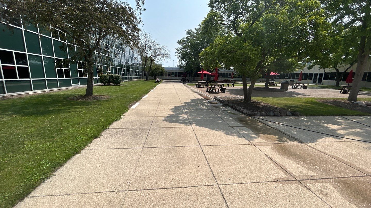 concrete using Algaecide, soft wash soap by Northern Power Washing LLC.