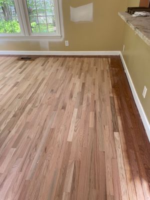 Red oak floor refinishing by Accent Custom Floors