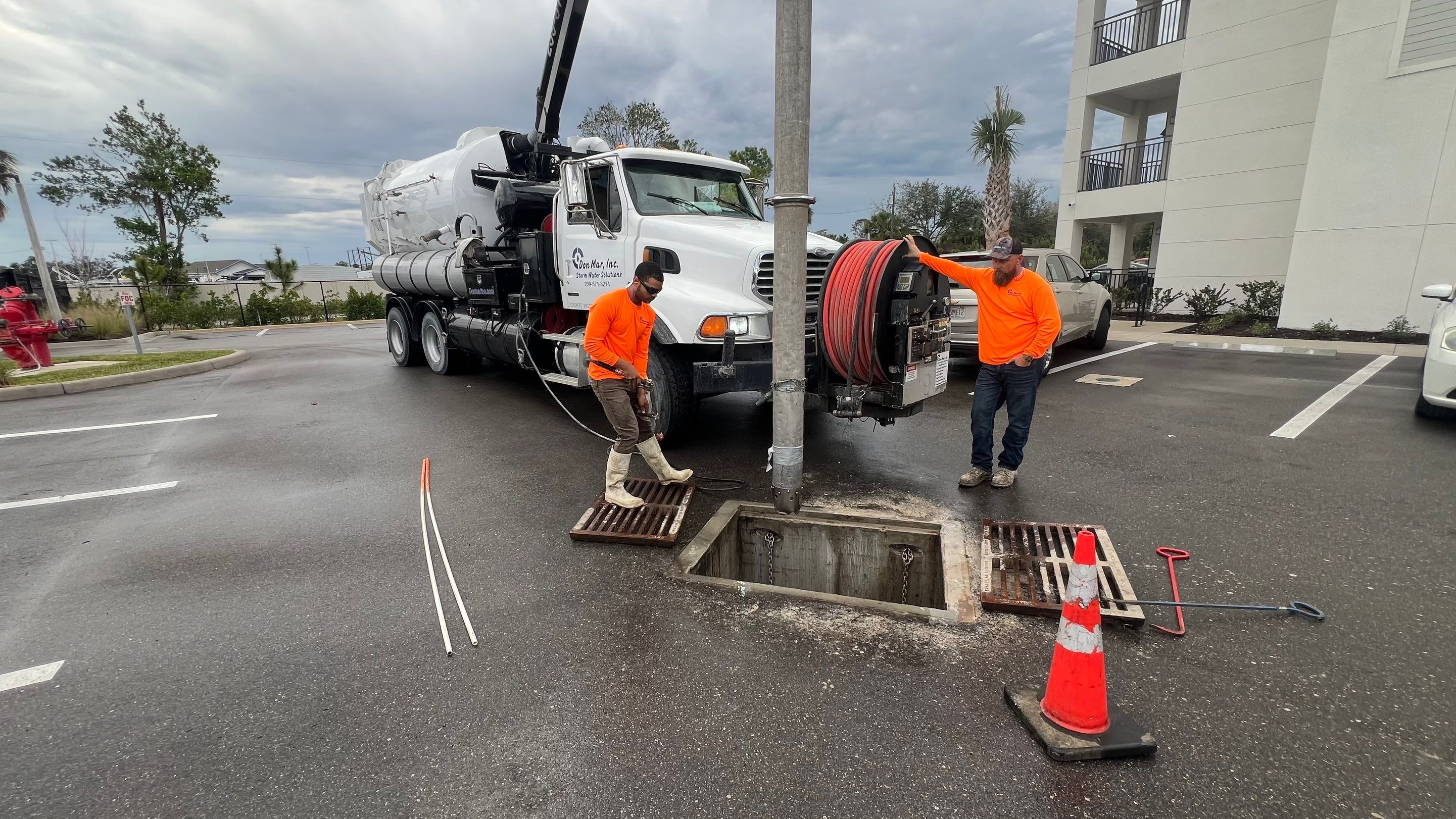 New Construction Apartment Complex Catch Basin Cleaning by APS Power & Water
