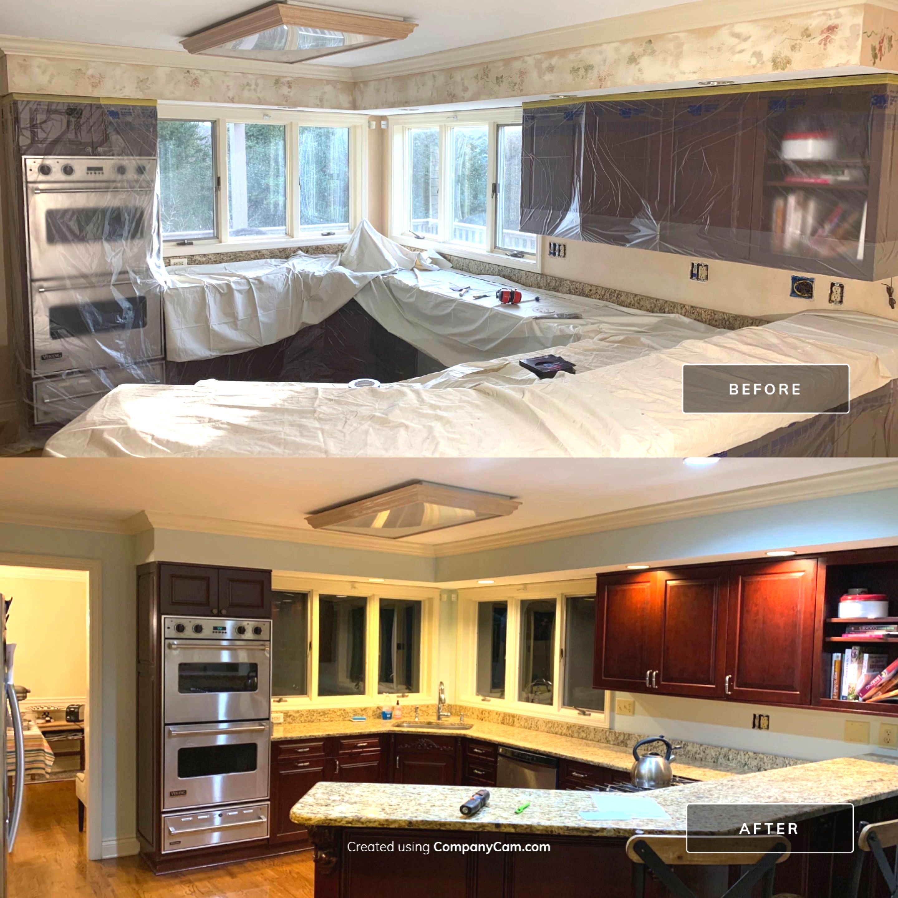 Fireplace/Mantle and Painting Stenciled Walls by Empire Painting Services, LLC